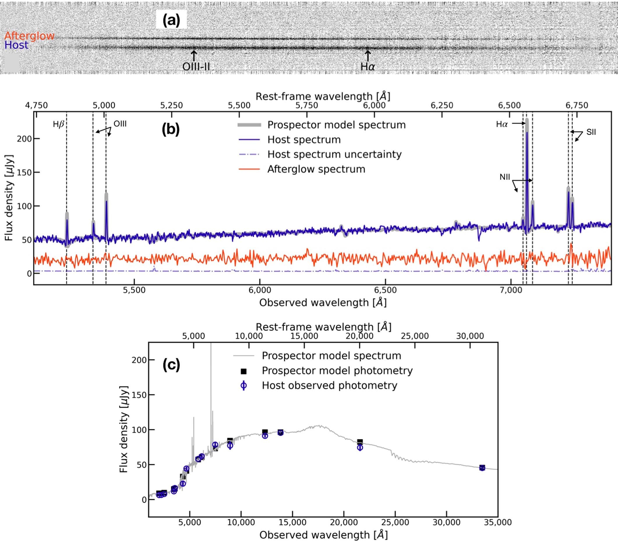 Extended Data Fig. 1: The host of GRB 211211A is a low-mass, actively star-forming galaxy in the local universe.
