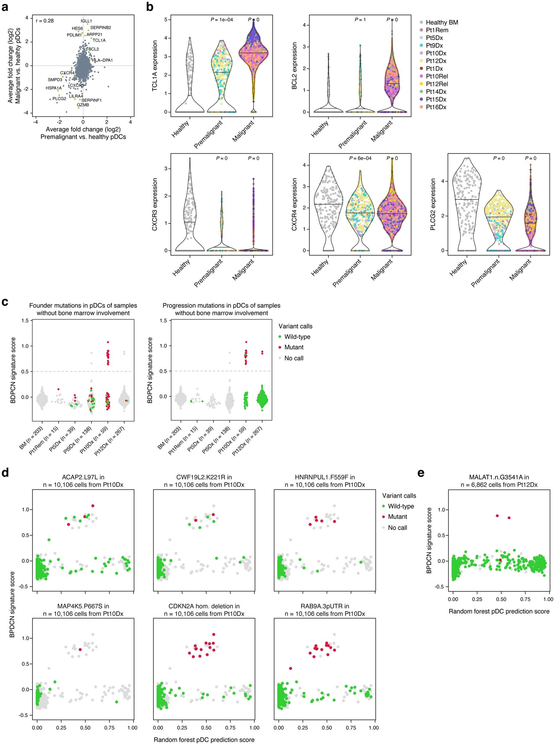 Extended Data Fig. 8: Gene expression and mutation analysis outlines BPDCN disease progression.