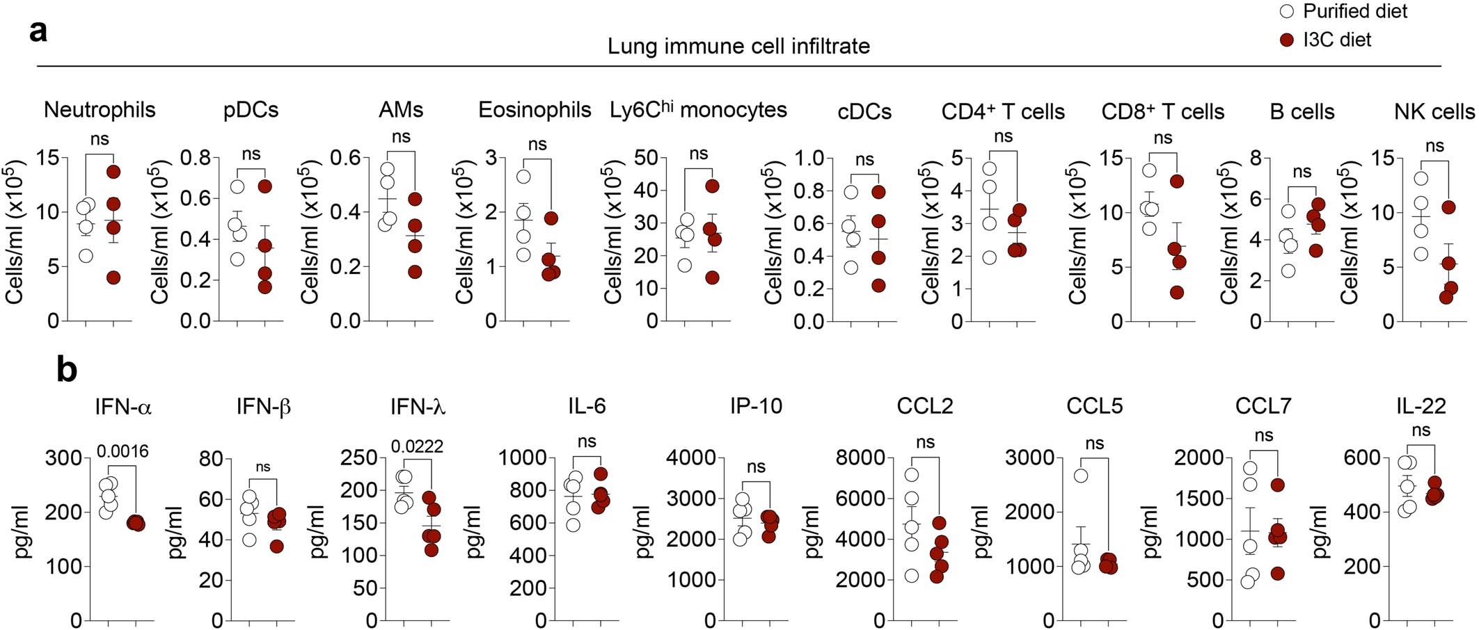 Extended Data Fig. 9: Dietary AHR ligands do not disrupt pulmonary inflammation.