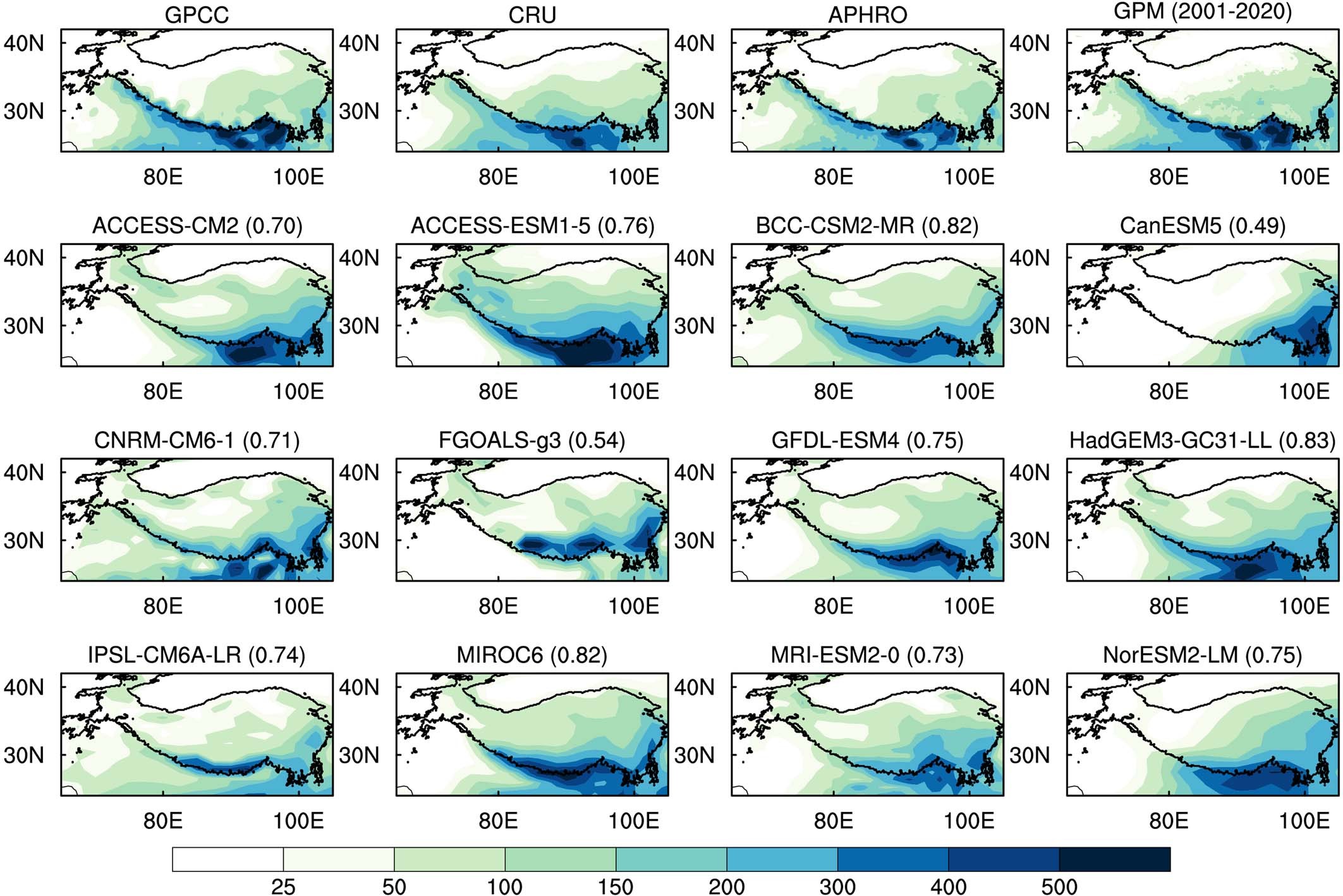 Extended Data Fig. 10: The performance of CMIP6 models on climatological precipitation over HMA.