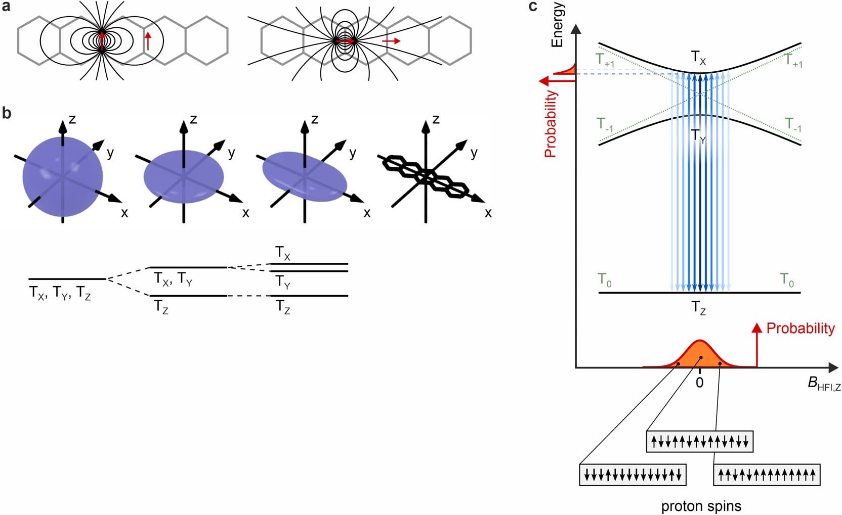 Extended Data Fig. 3: Illustration of the zero-field splitting and explanation of the asymmetric lineshape.