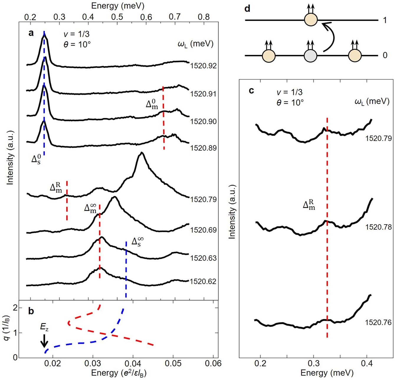 Extended Data Fig. 3: RILS measurements at v = 1/3 with θ = 10°.