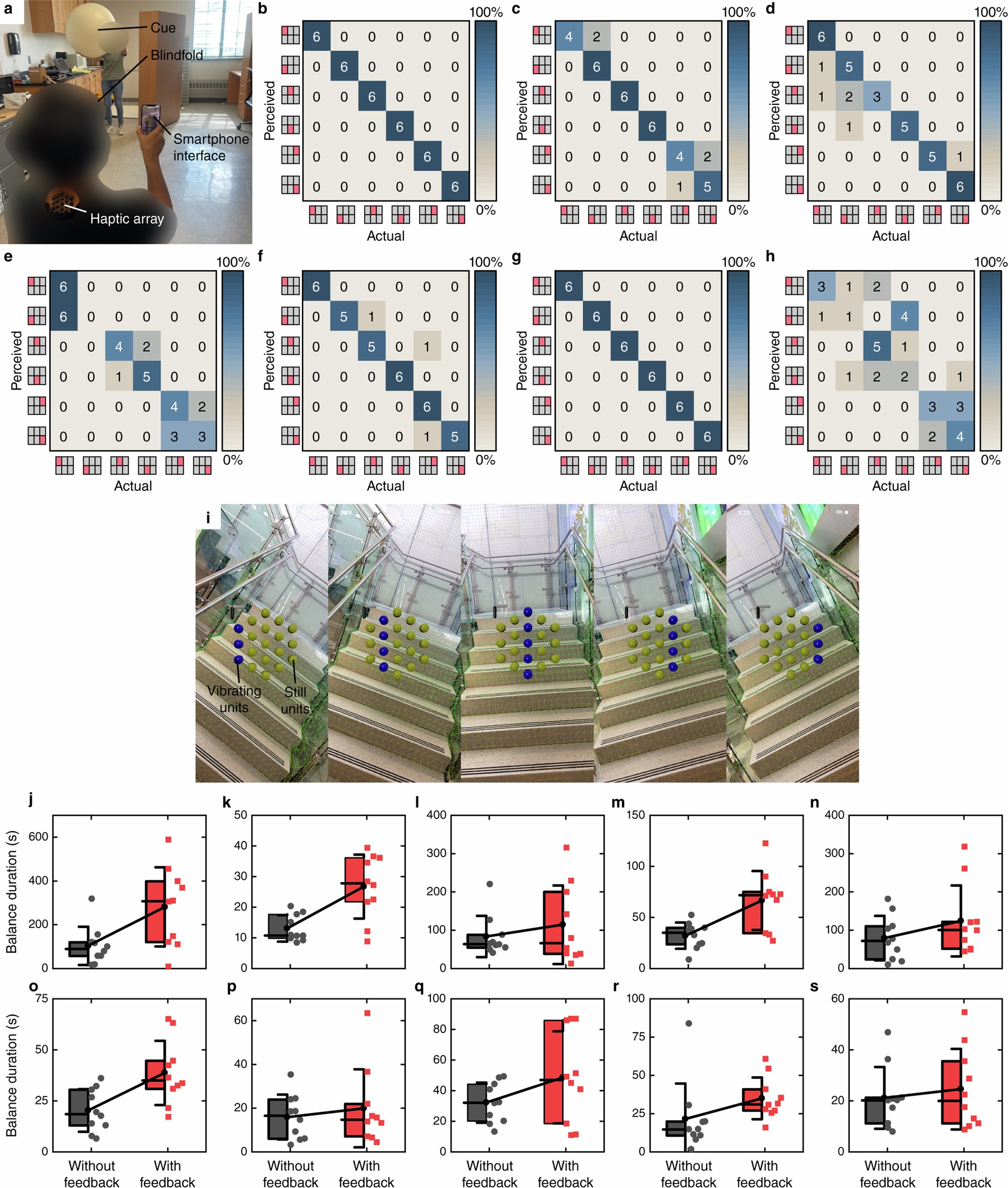 Extended Data Fig. 9: Visual and balance sensory substitution tasks.