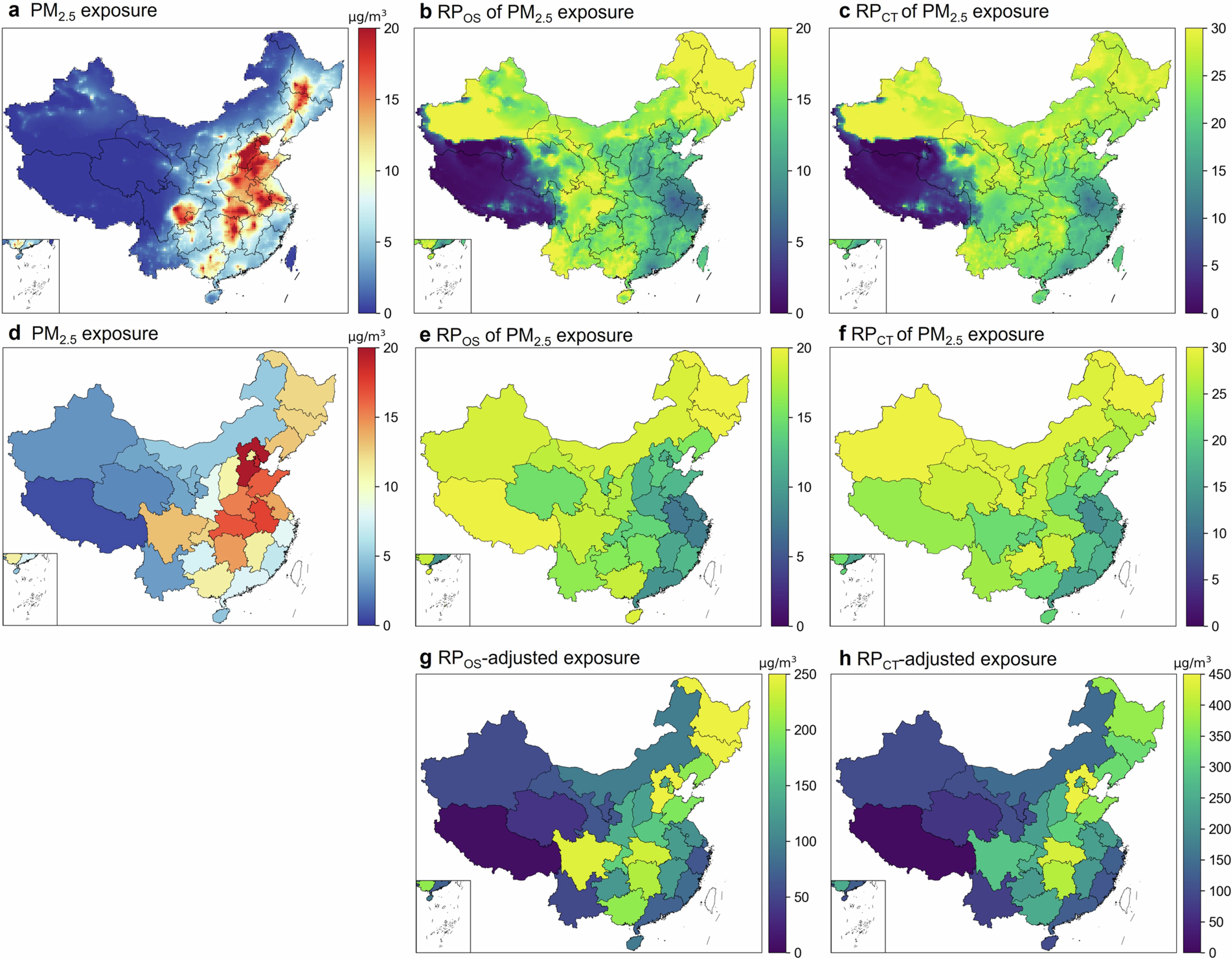 Extended Data Fig. 8: Multiscale exposure-toxicity relationship for PM2.5 exposure in China in 2021.
