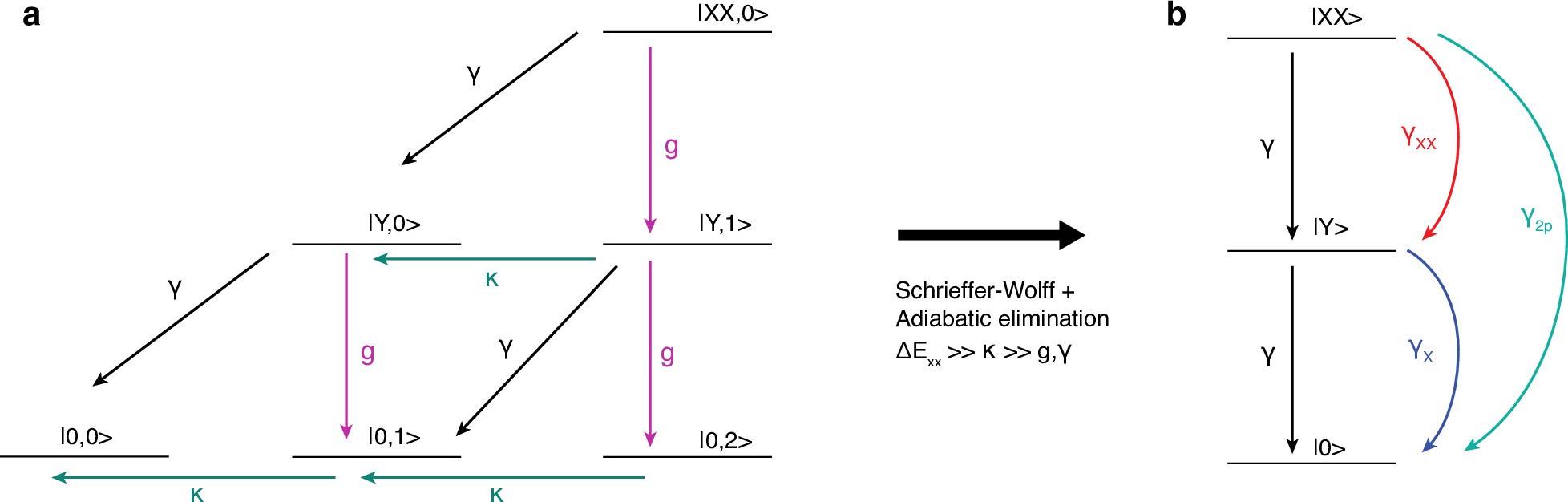 Extended Data Fig. 4: Effective decay process via cavity coupling.