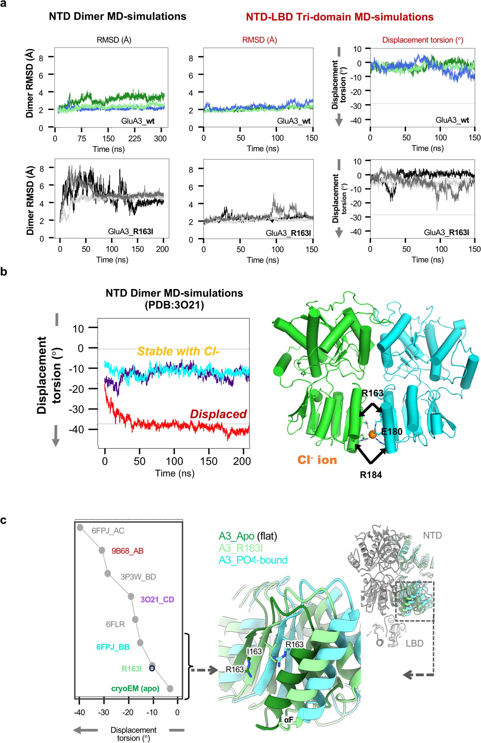 Extended Data Fig. 10: NTD dimer conformational variability in MD simulations and experimental structures.