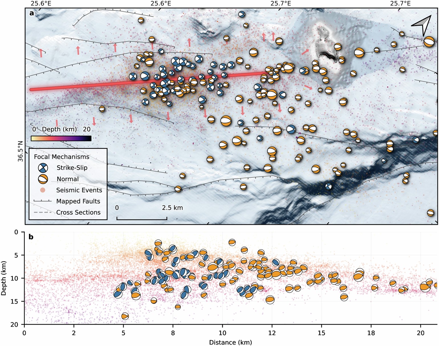 Extended Data Fig. 7: Spatial distribution of focal mechanisms.