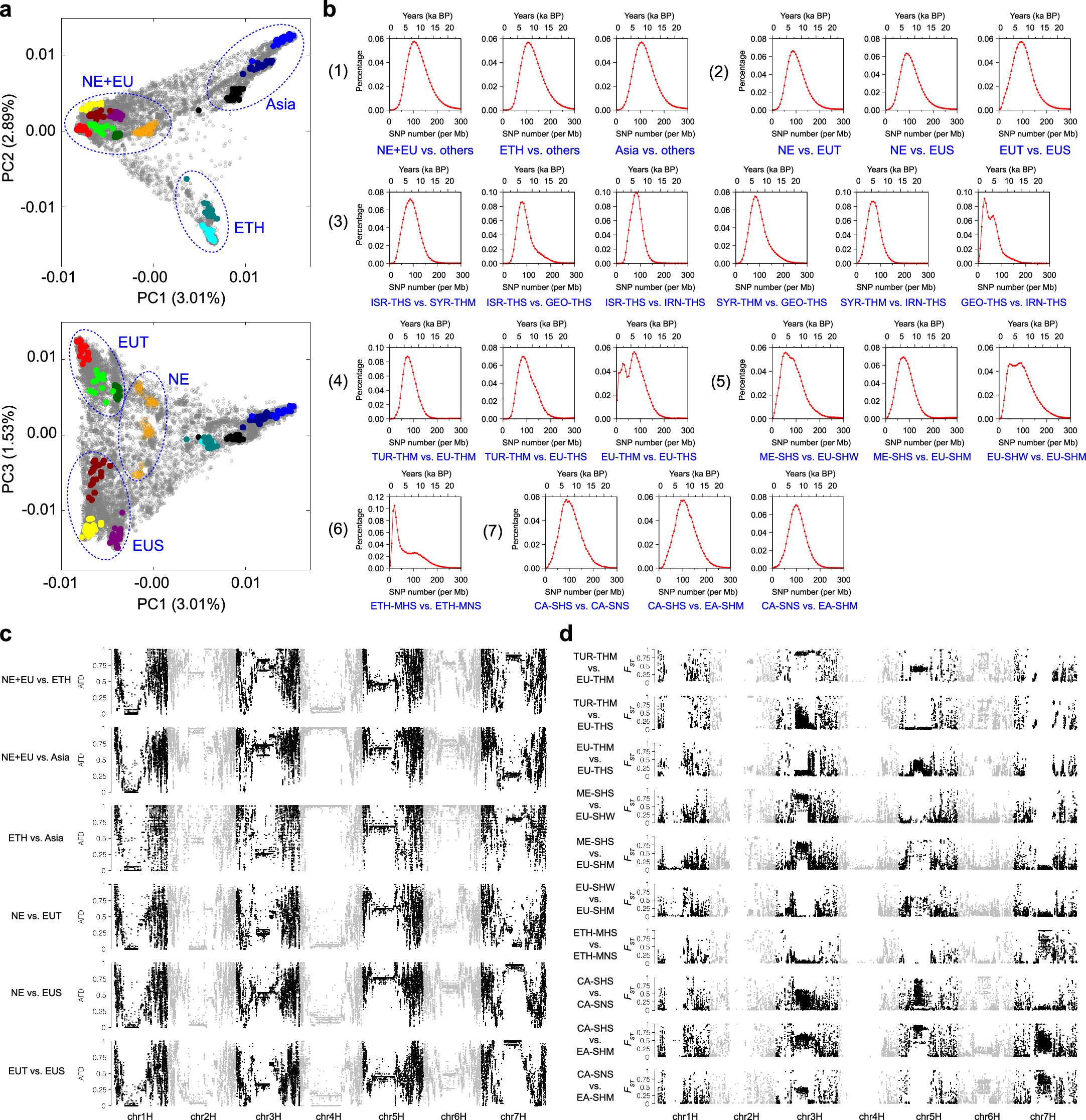 Extended Data Fig. 8: Divergence of domesticated barley populations.