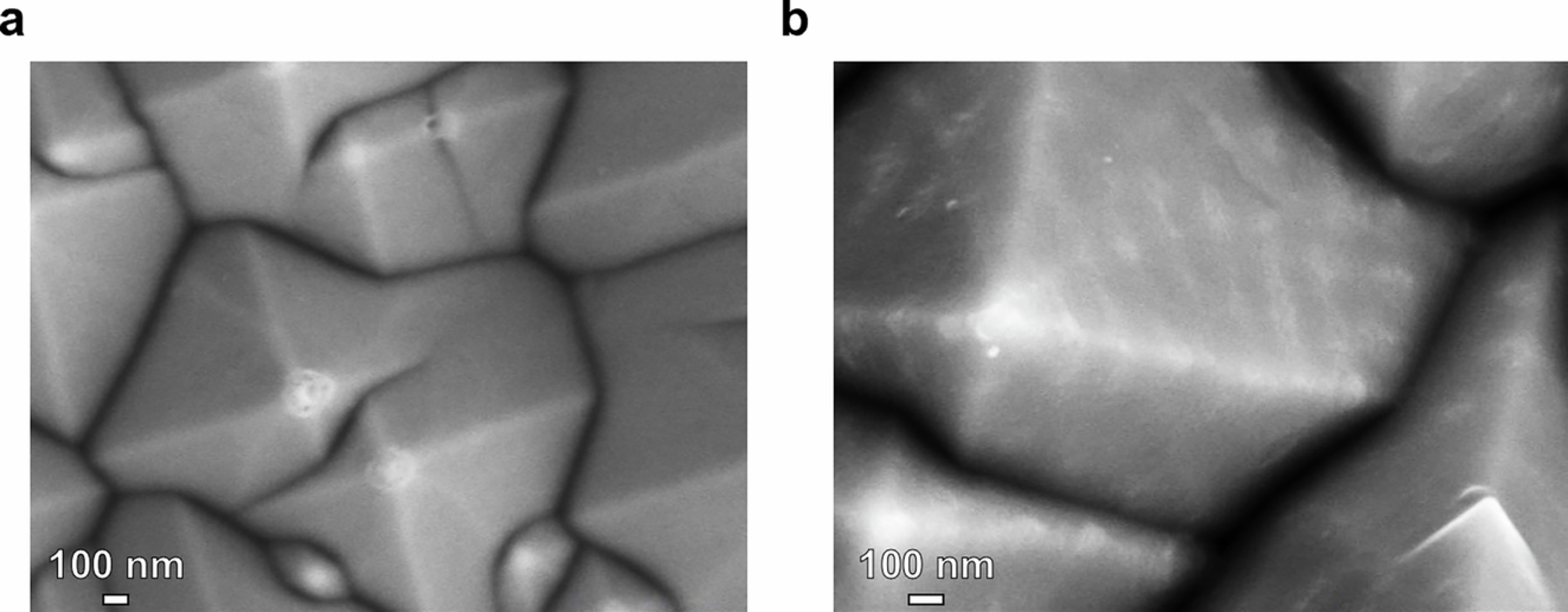 Extended Data Fig. 7: Scaning electron microscopy images of laser-treated pyramids obtained under different laser conditions.