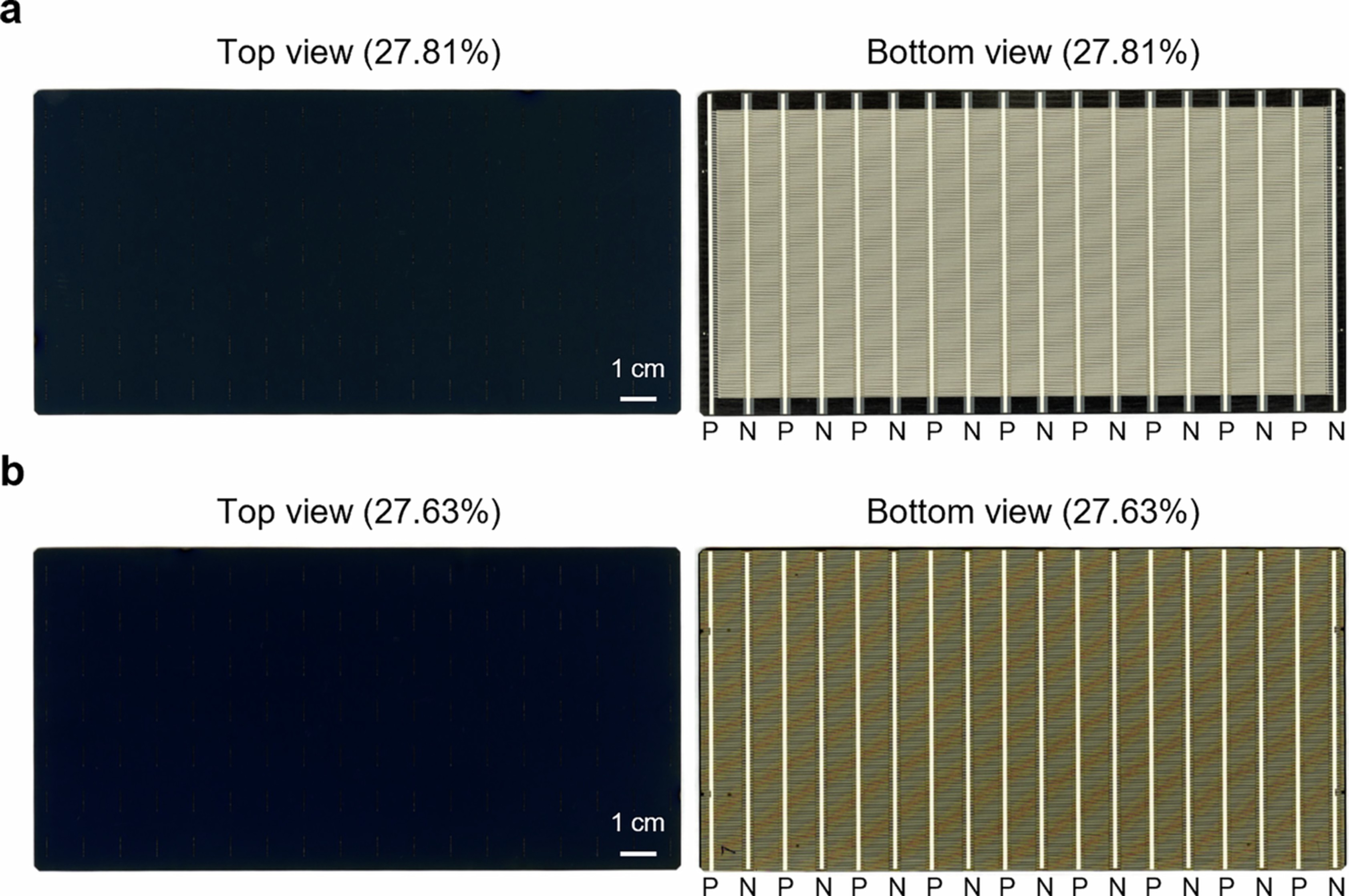 Extended Data Fig. 2: Optical images of HIBC solar cells.