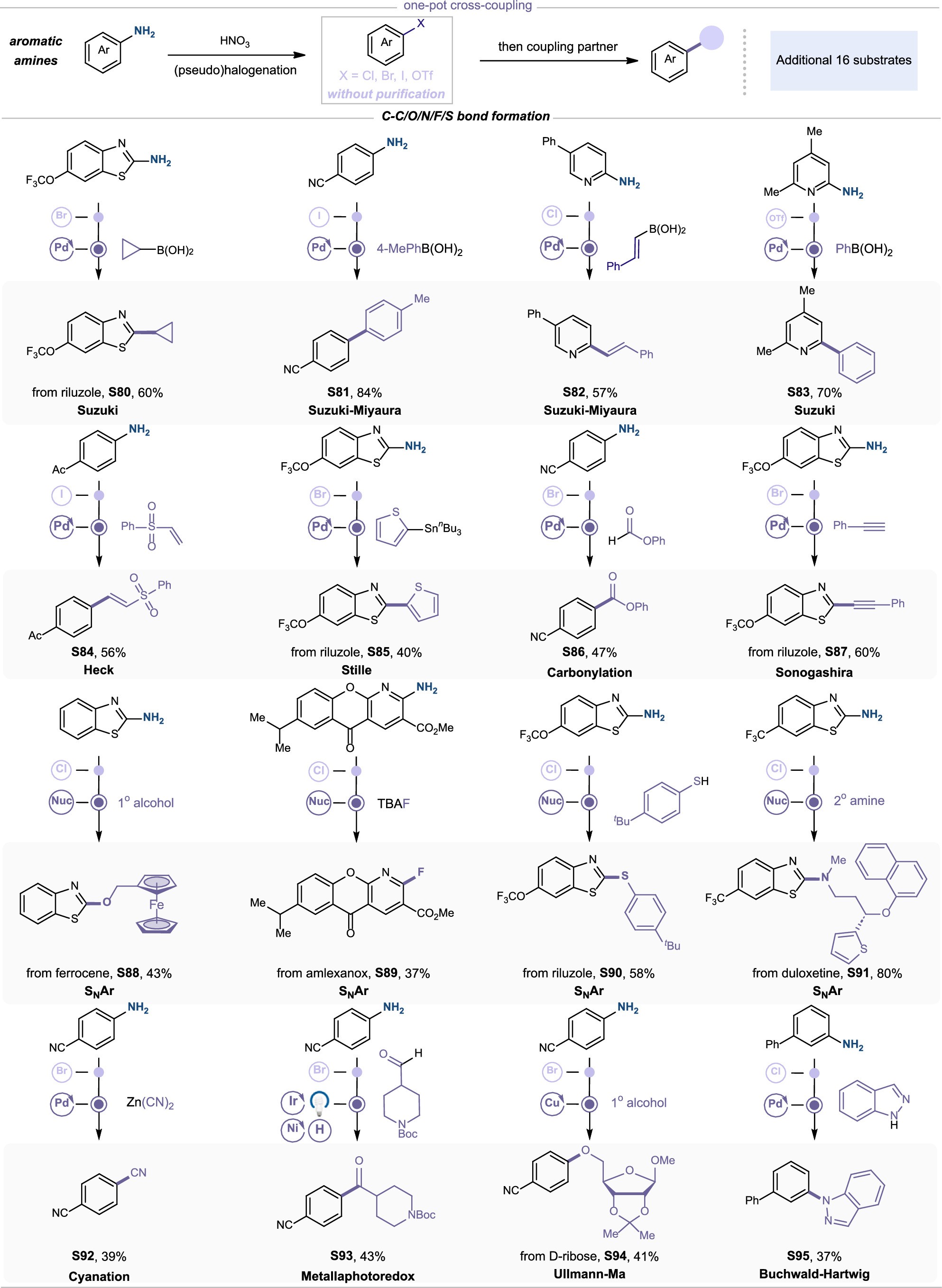 Extended Data Fig. 5: Additional 16 examples for one-pot cross-coupling.