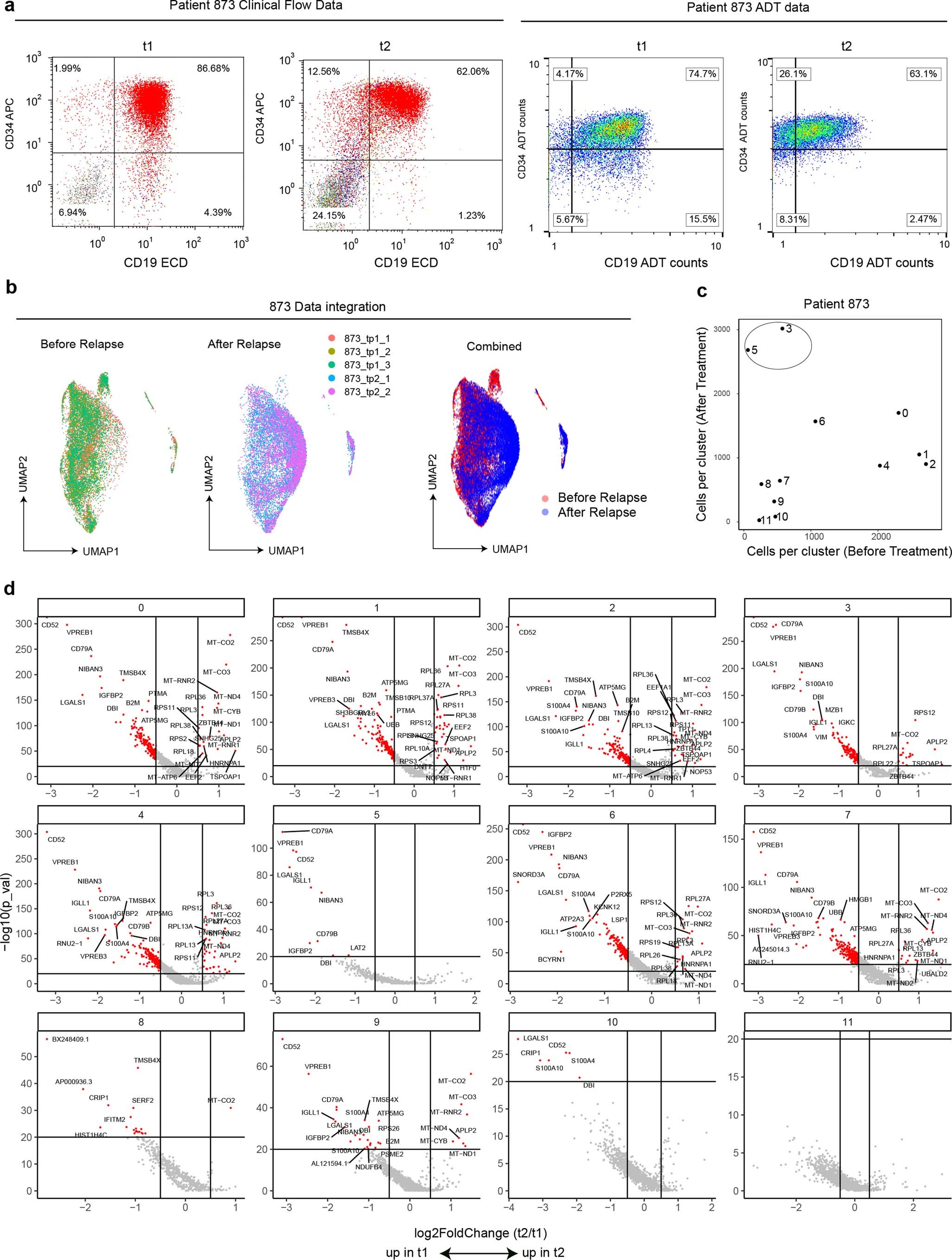Extended Data Fig. 10: Analysis of PIP-seq data from MPAL Patient 873.