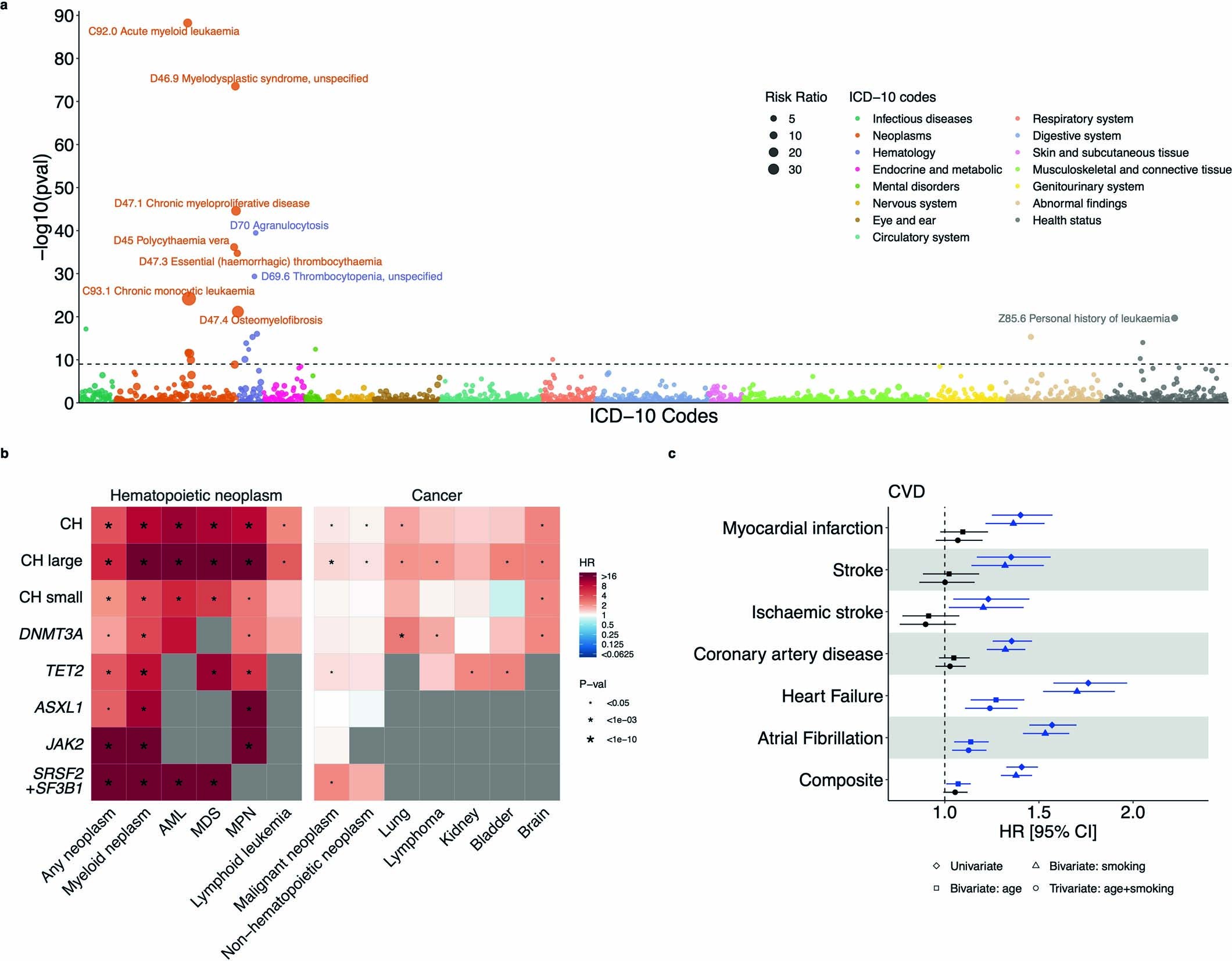 Extended Data Fig. 3: Associations between CH and diseases.