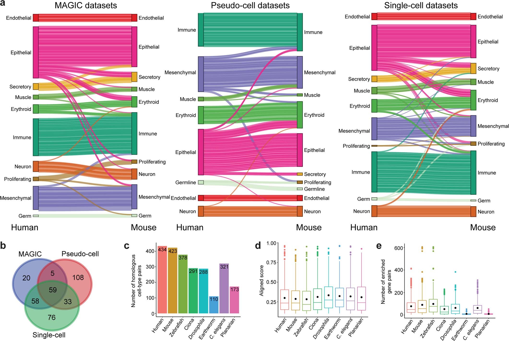 Extended Data Fig. 5: Cross-species analysis among eight species.