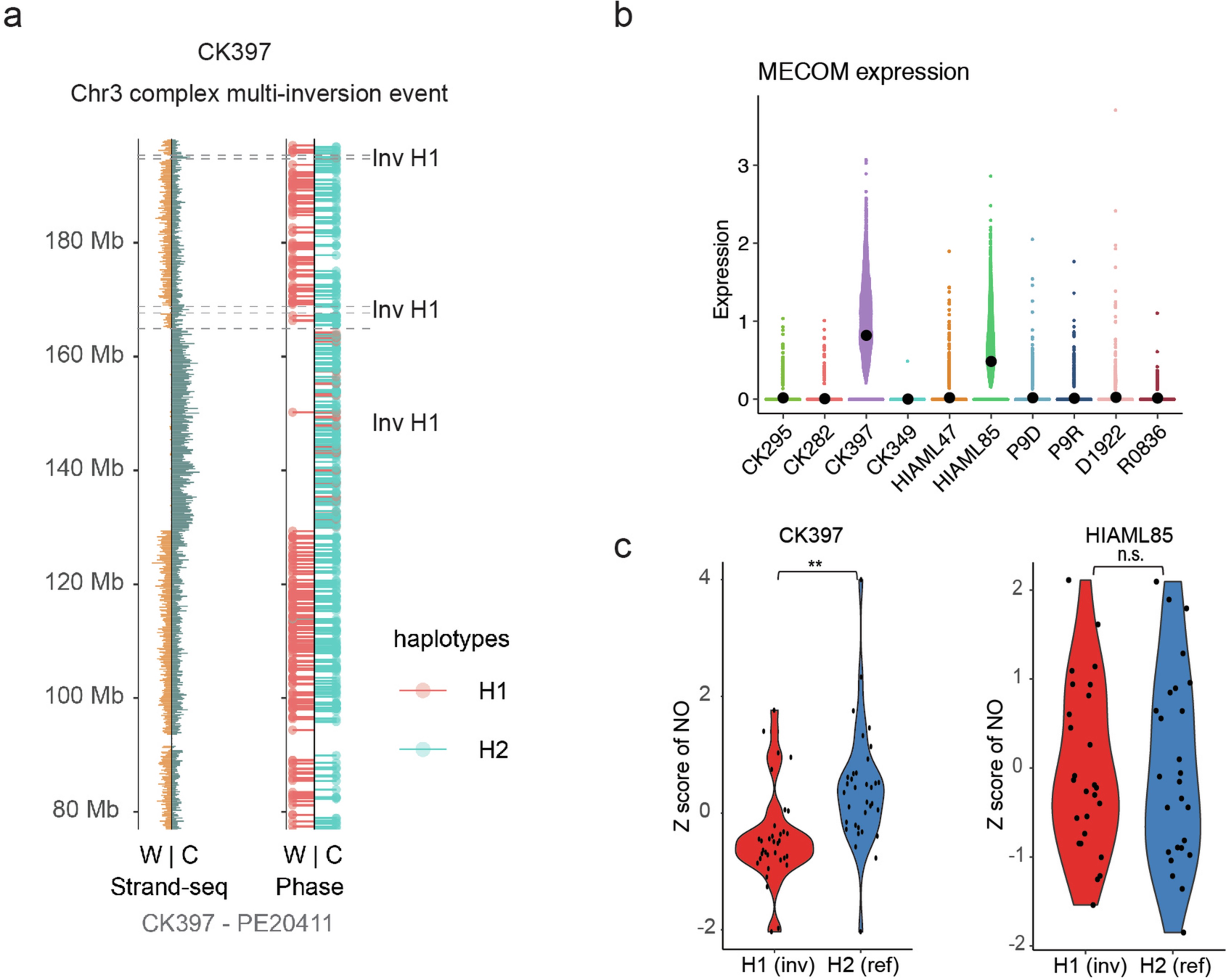 Extended Data Fig. 1: Chromosomal rearrangements at 3q and MECOM deregulation.