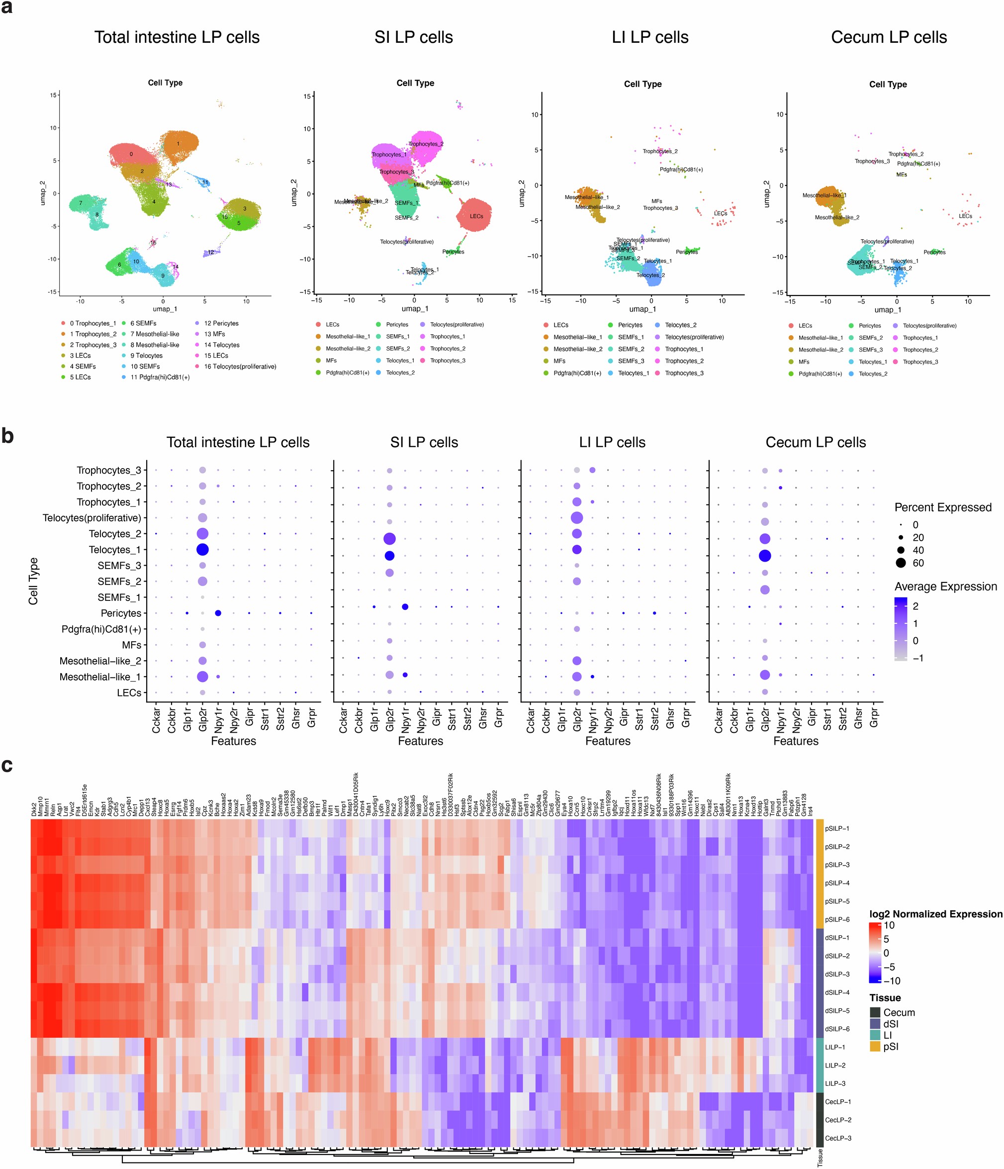 Extended Data Fig. 5: scRNA-seq analyses of TSLP-Tdtomato+ cells from mouse intestinal lamina propria (continued).