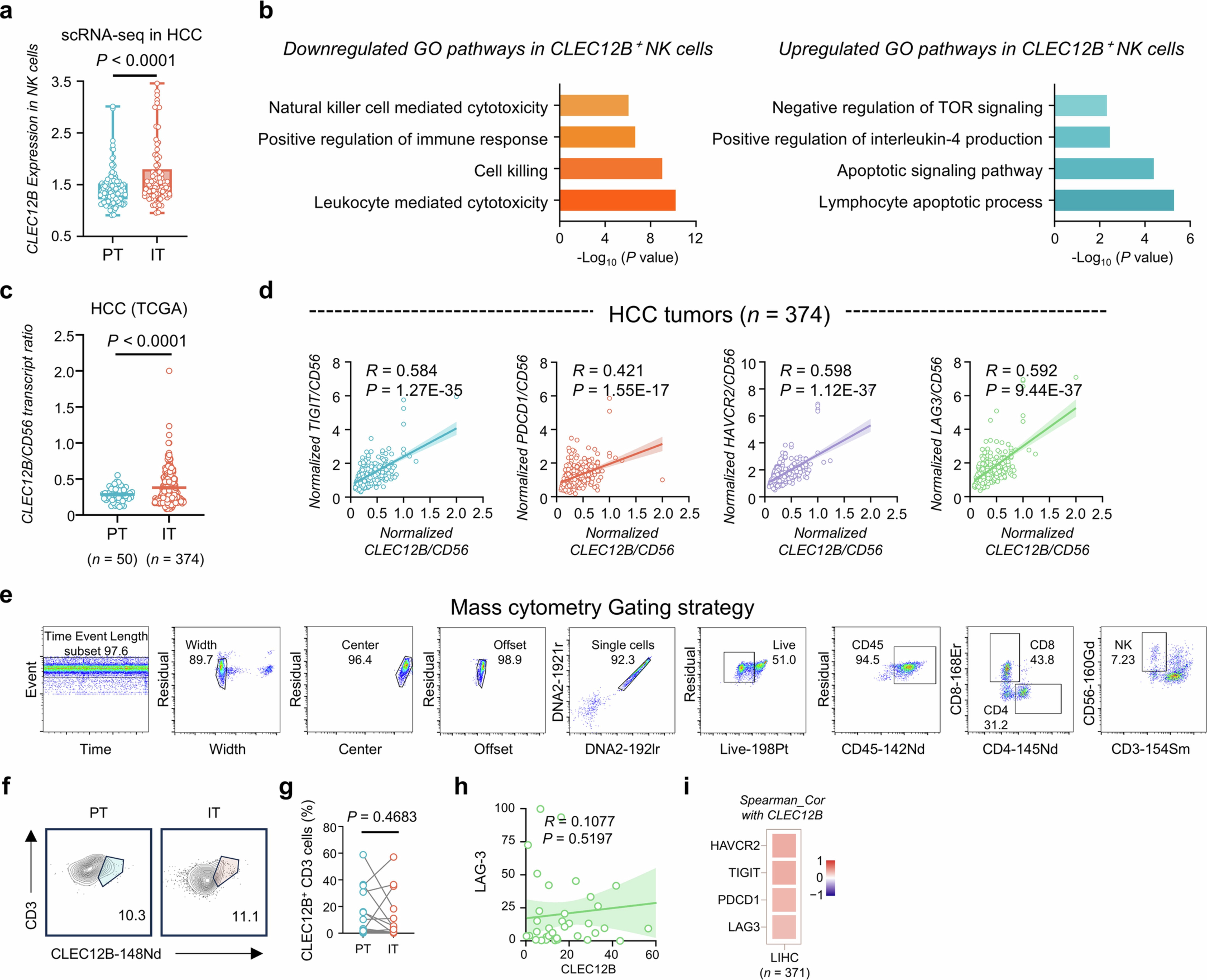 Extended Data Fig. 2: CLEC12B is selectively upregulated in tumor-infiltrating NK cells and positively correlates with immune checkpoint receptor expression in HCC.