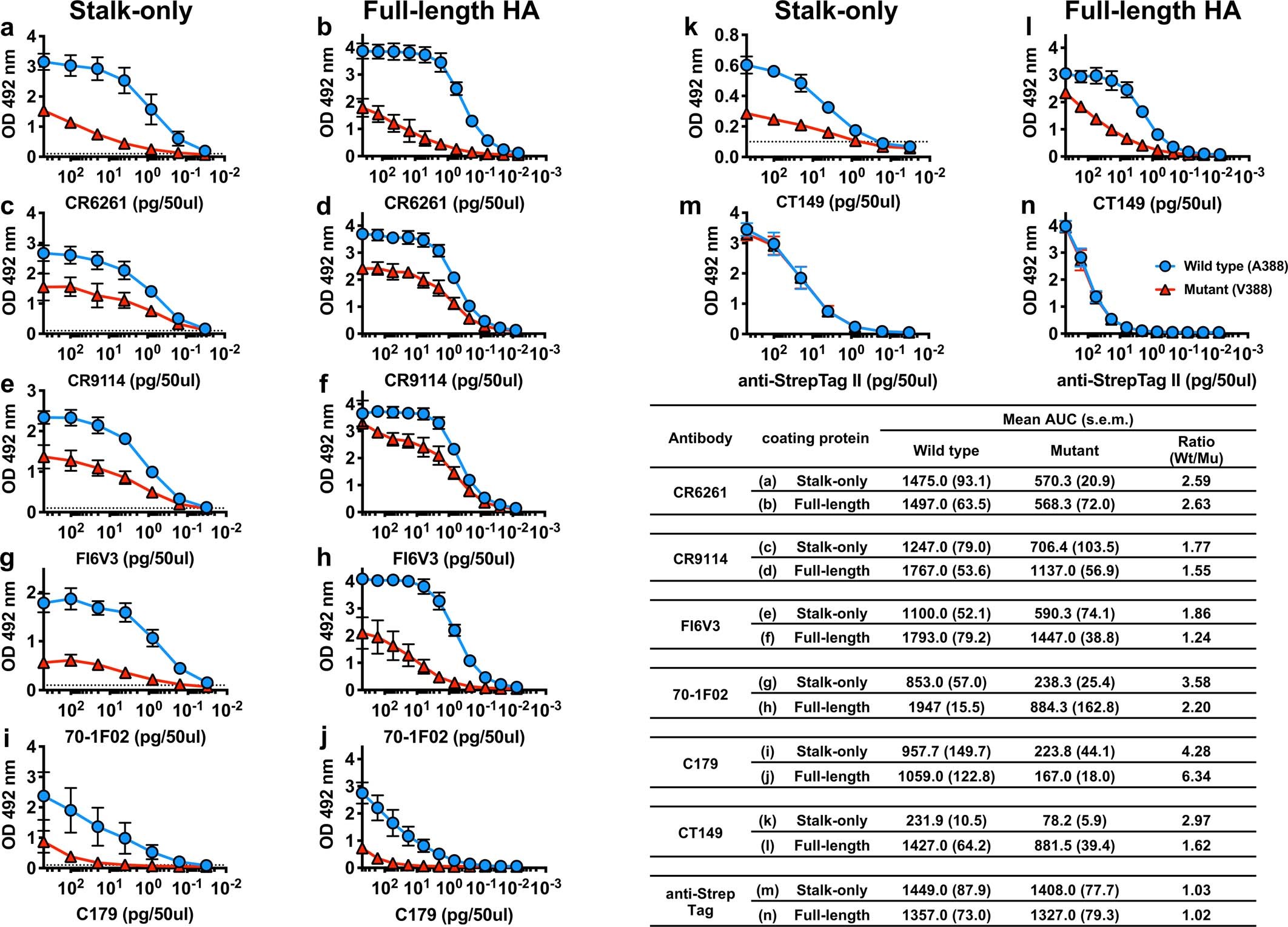 Extended Data Fig. 4: Comparison between stalk-only and full-length HA construct.