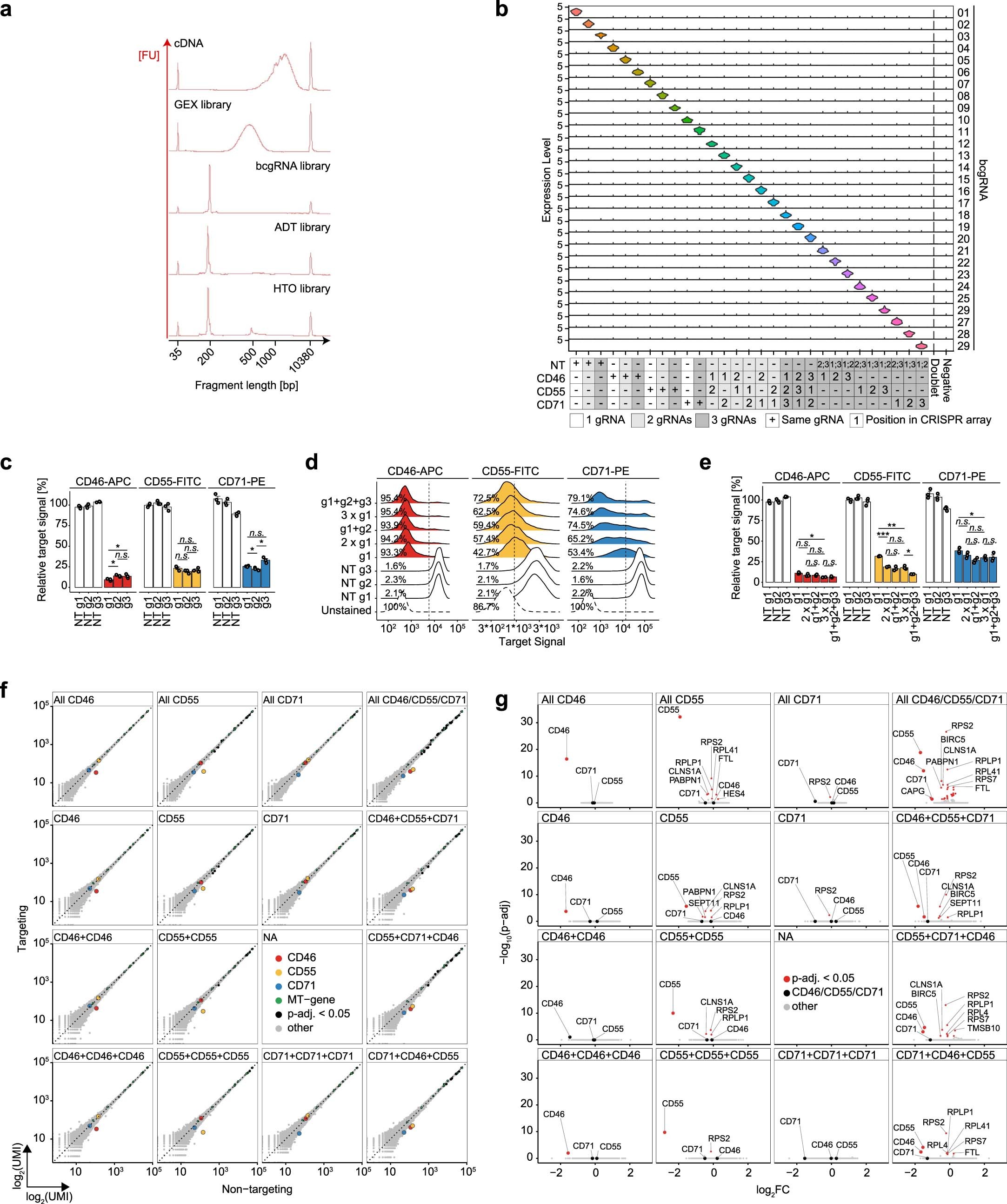 Extended Data Fig. 3: CaRPool-seq enables efficient bcgRNA capture and specific target RNA knockdown.