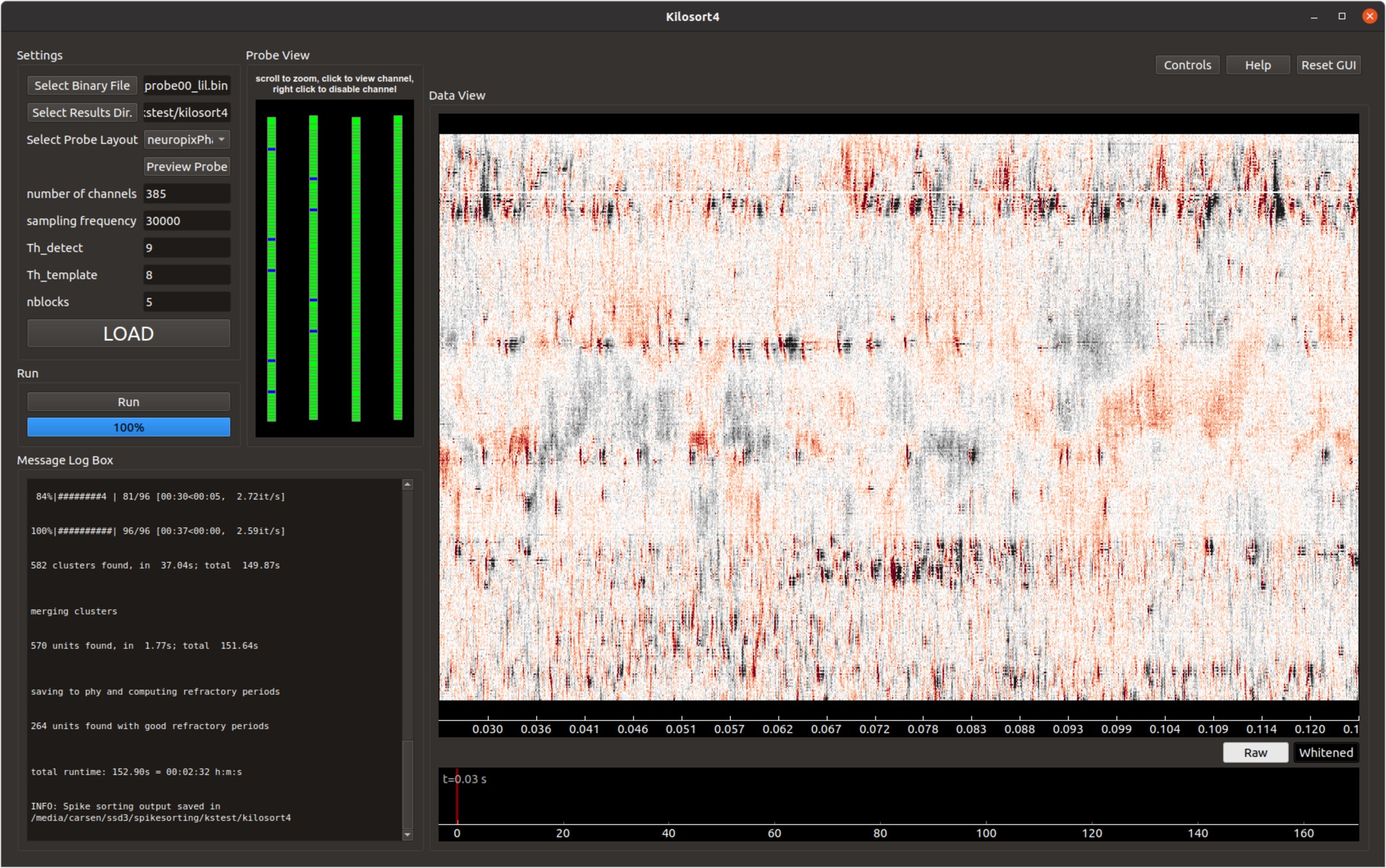 Extended Data Fig. 1: Kilosort4 graphical user interface.