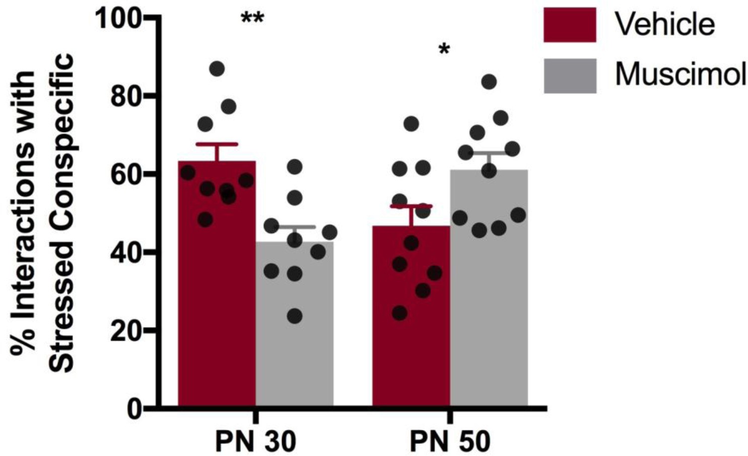 Supplementary Figure 4: Inhibition of insular cortex with muscimol reverses SAP test behavior.