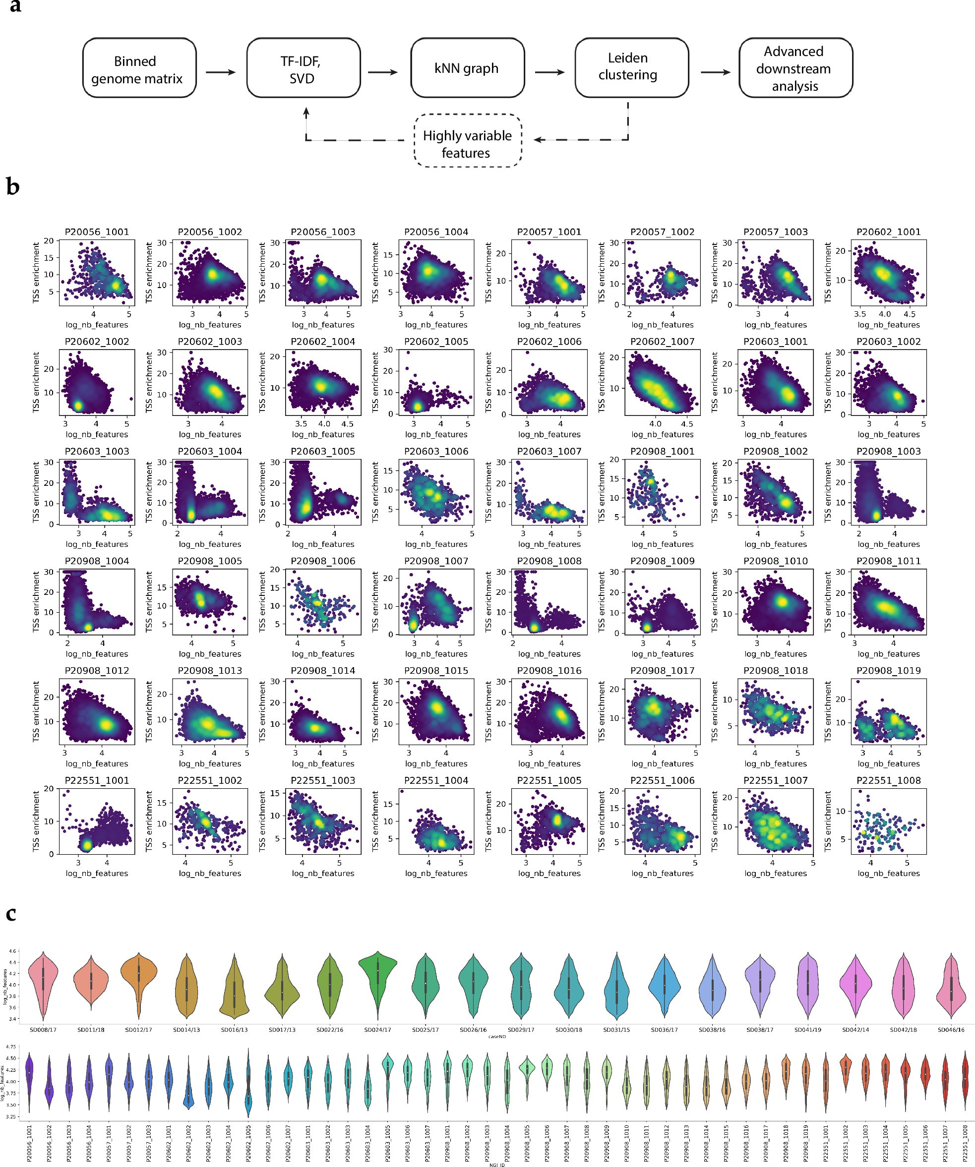 Extended Data Fig. 1: QC and preprocessing of the snATAC-seq dataset.