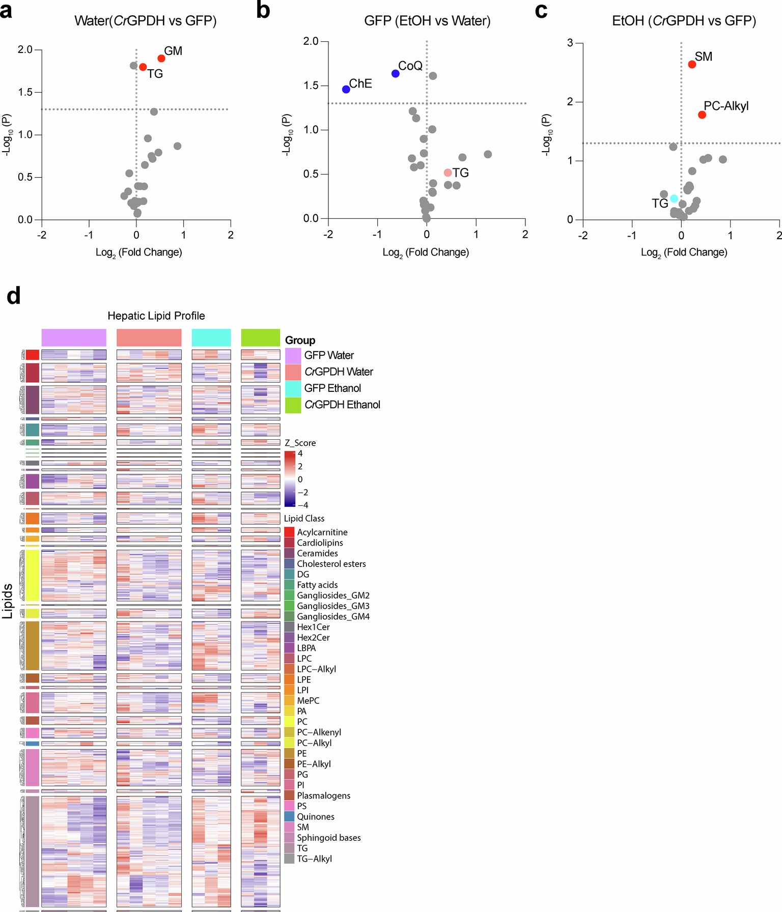 Extended Data Fig. 9: Hepatic lipid profiles of CrGPDH expression in mice.