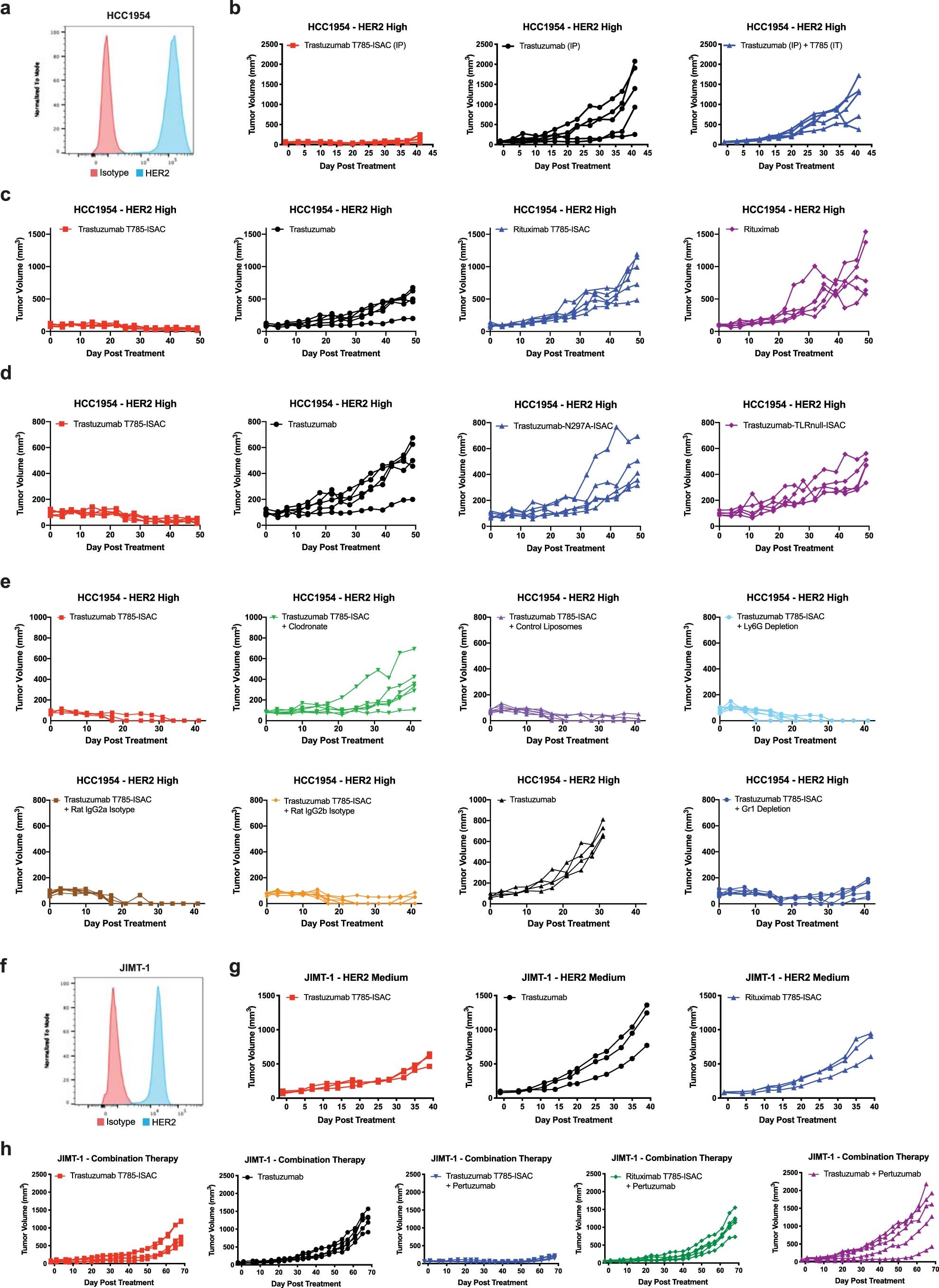 Extended Data Fig. 6: T785-ISACs are efficacious in the HCC1954 and JIMT-1 tumor models.