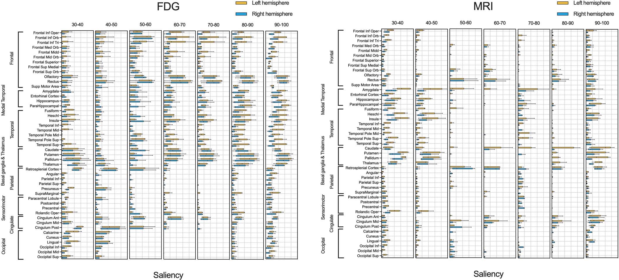 Extended Data Fig. 2: Regional mean saliency.
