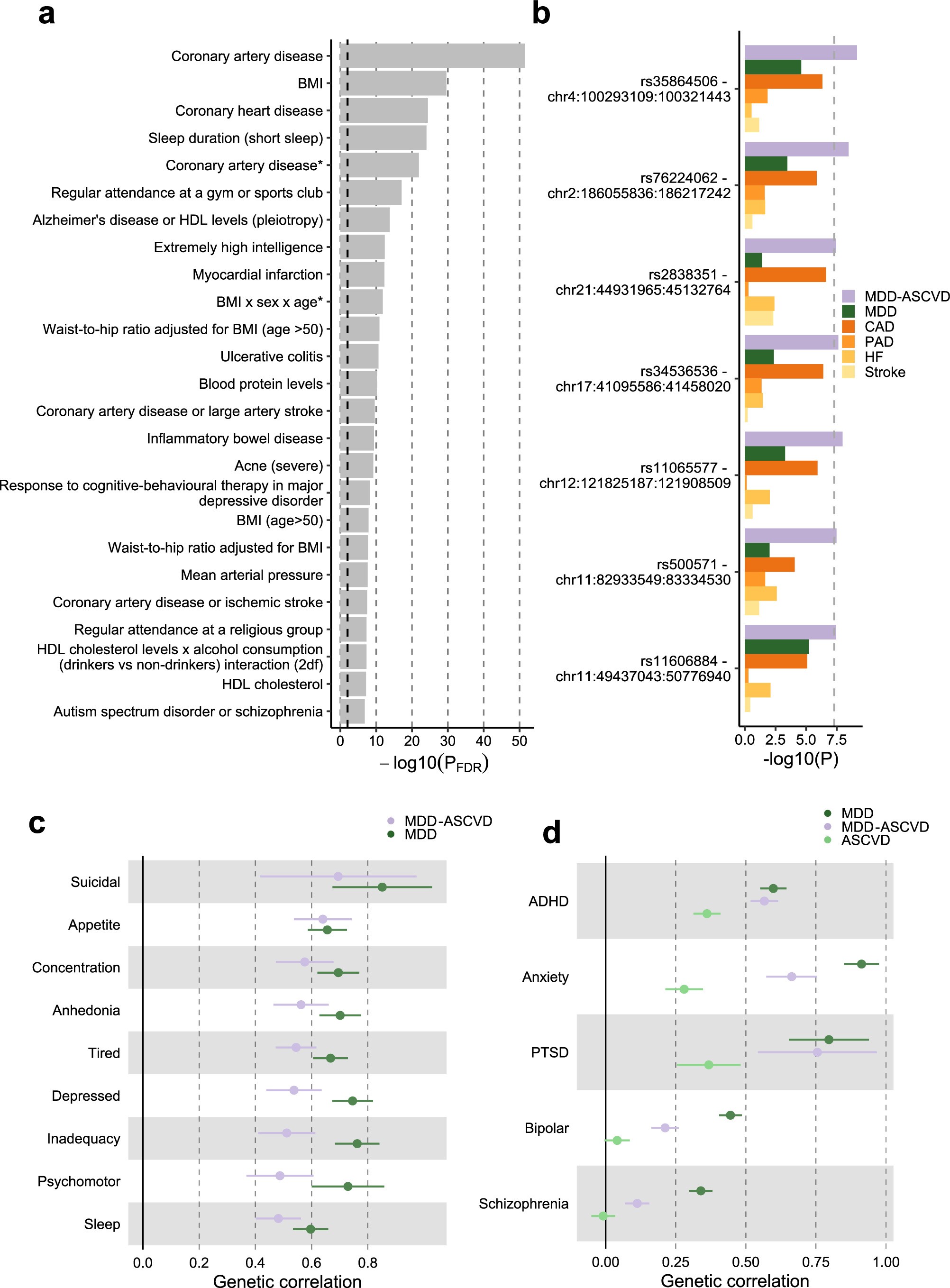 Extended Data Fig. 4: The genetic signature of MDD-ASCVD.