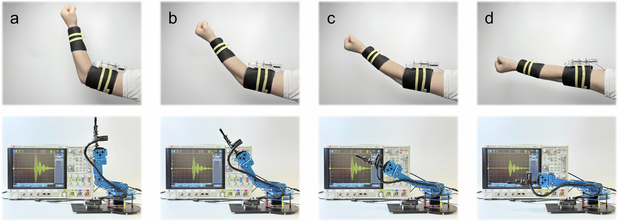 Extended Data Fig. 4: Photographs of controlling the robotic arm to move counterclockwise.