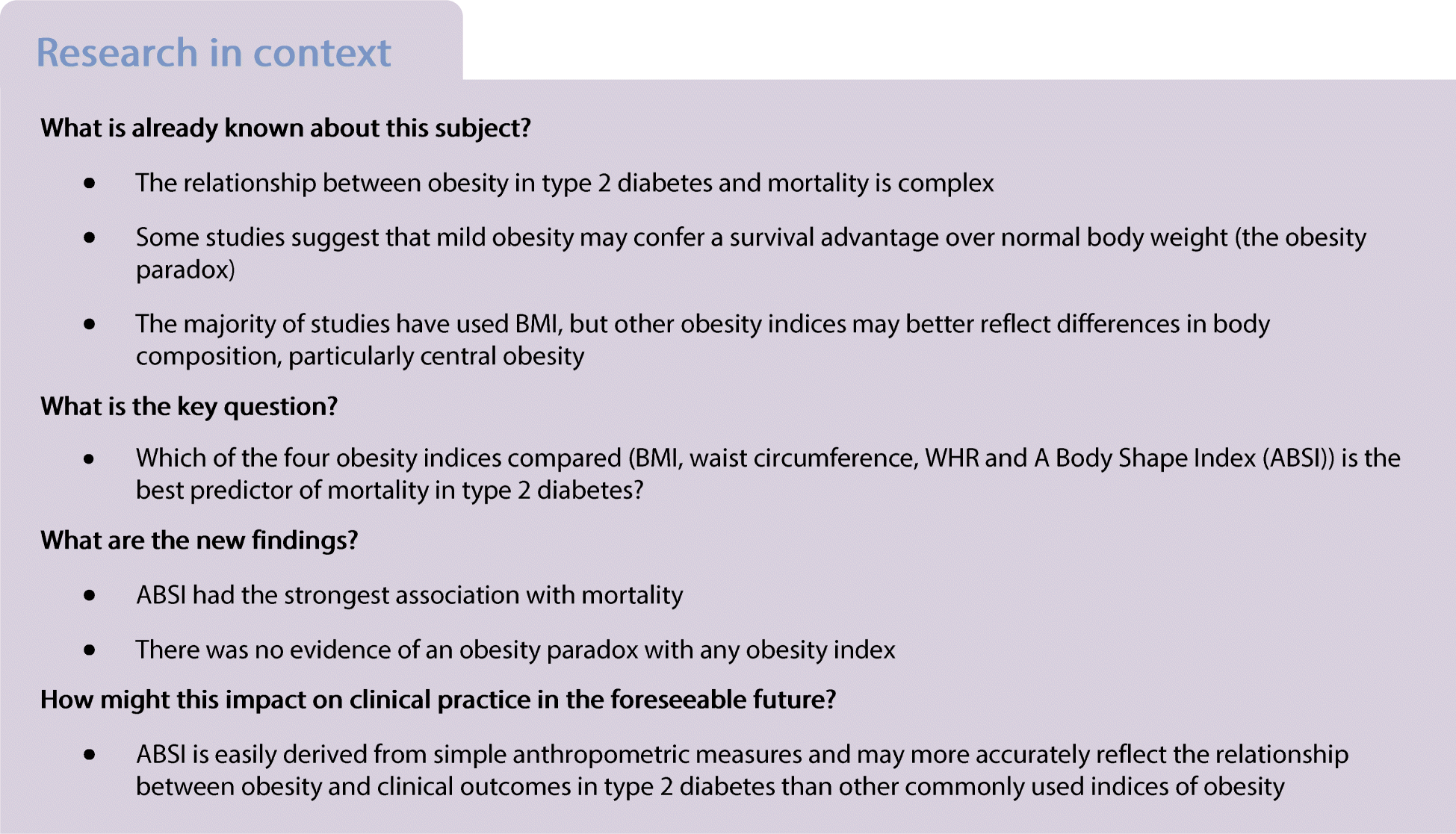 A Comparison Of Obesity Indices In Relation To Mortality In Type 2