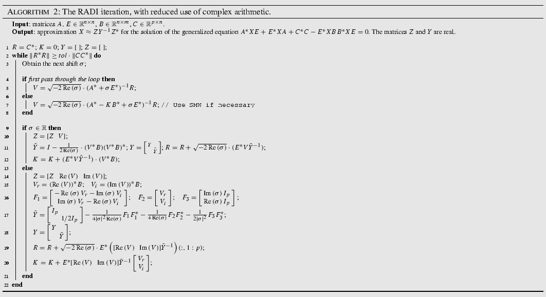 Radi A Low Rank Adi Type Algorithm For Large Scale Algebraic Riccati Equations Springerlink