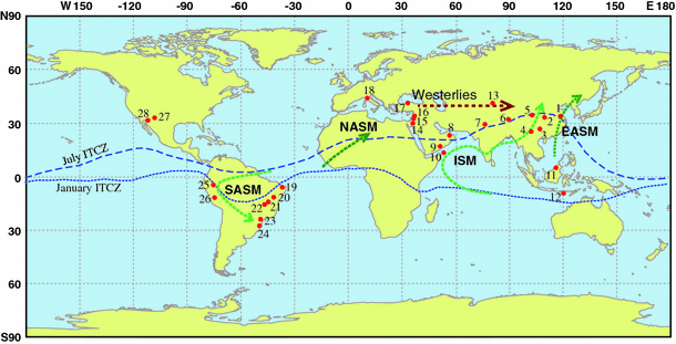 Figure 1 The Global Paleomonsoon As Seen Through Speleothem Records From Asia And The Americas Springerlink