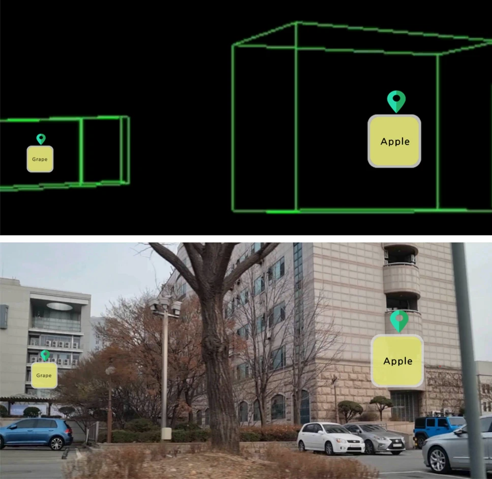 Image of AR system projecting to window screen in car