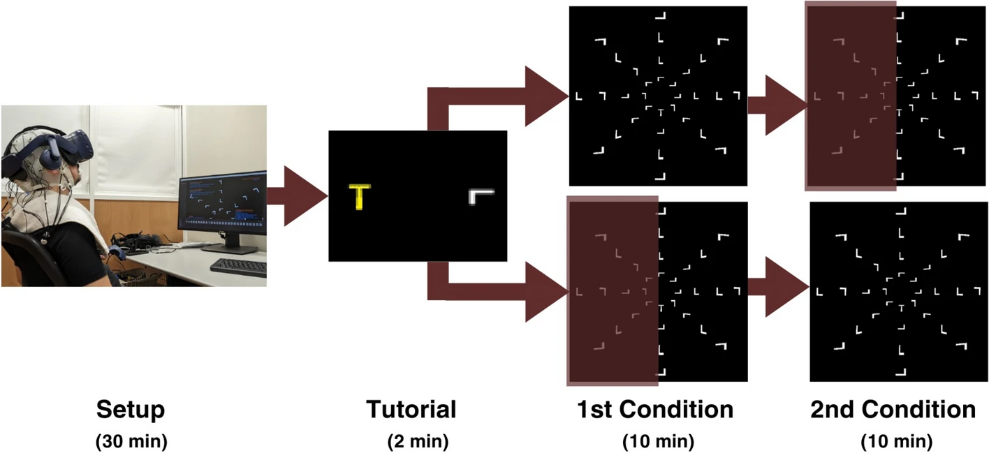 diagram of setup to study unilateral spatial neglect with VR