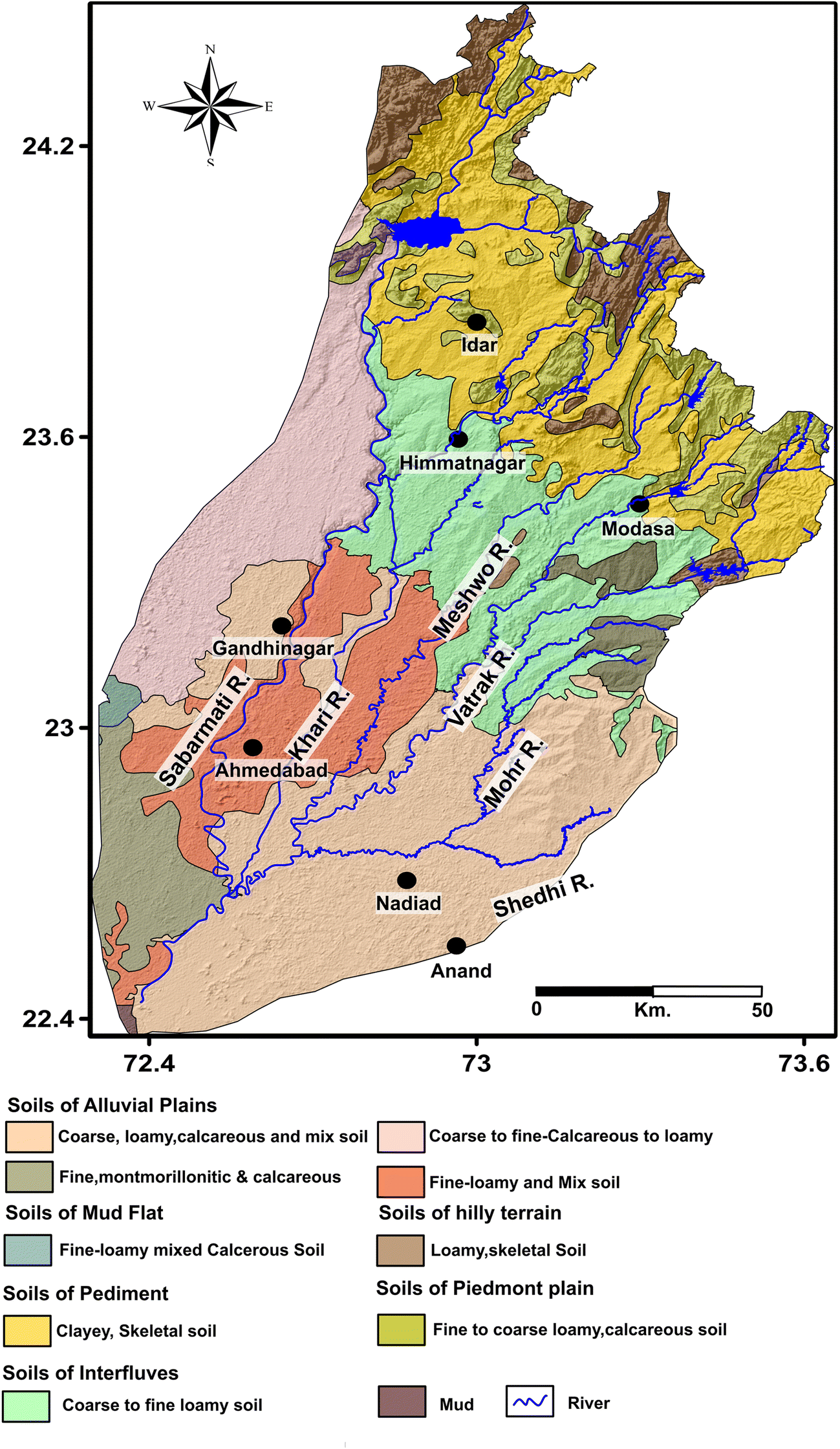 Sabarmati In India Map Figure 4 | Rapid Seismic Hazard Assessment Of The Sabarmati River Basin In  Gujarat State, Western India Using Gis Techniques | Springerlink