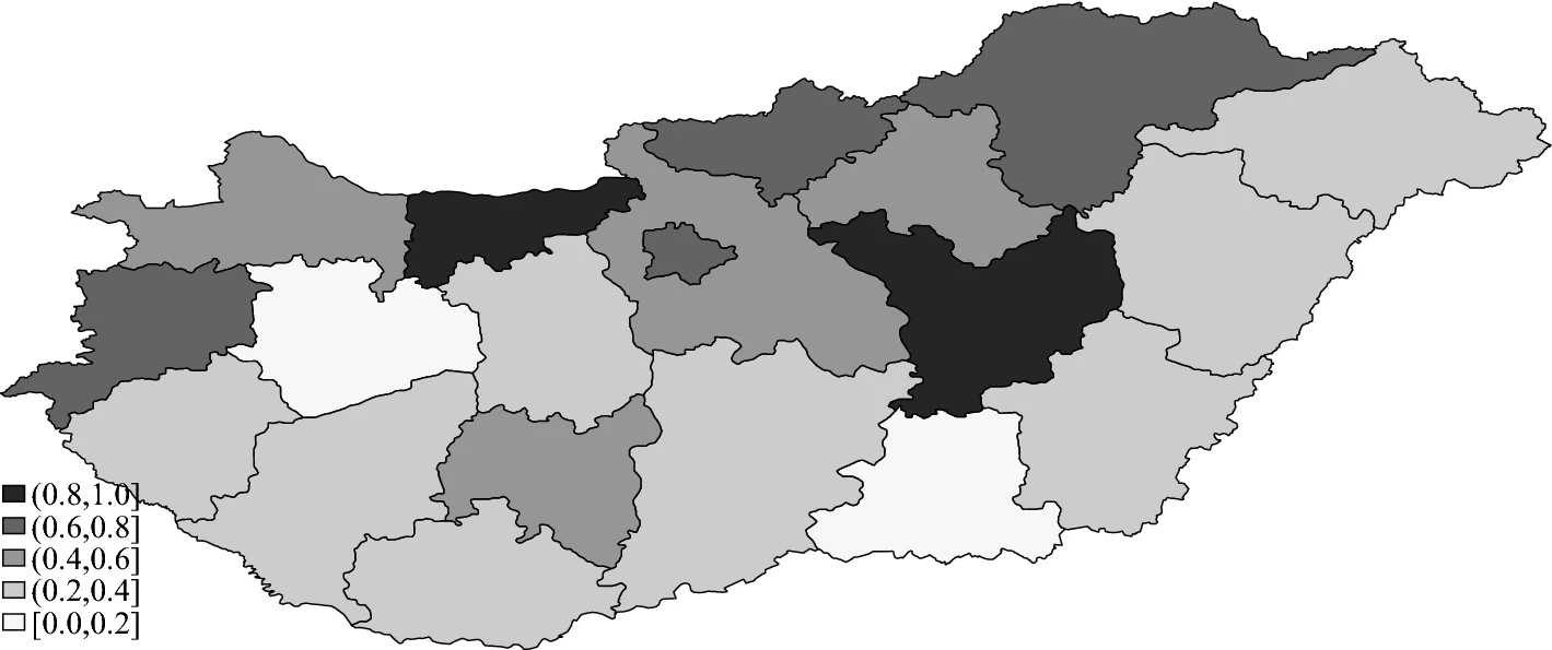 Cases of invasive meningococcal disease per year per 100,000 inhabitants (average over 2009–2017)