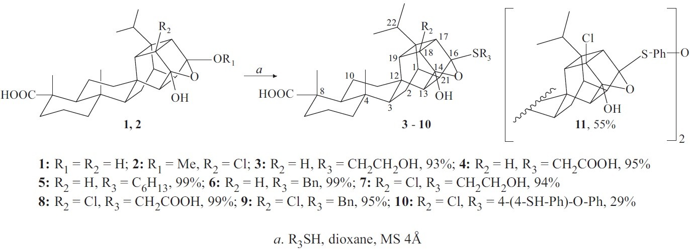 New Synthetic Method For 16 Sulfanyl 15 Oxa Birdcages With A Diterpene Fragment Springerlink