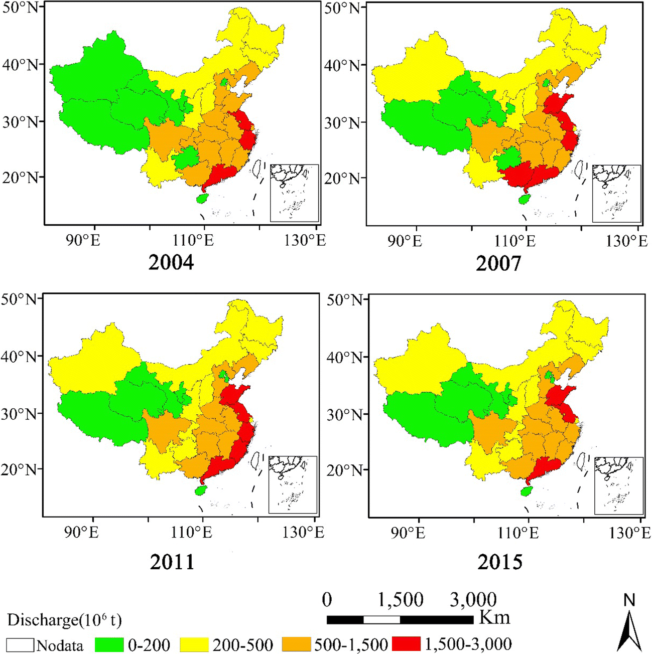 Figure 2 | Spatial-temporal characteristics of China's industrial  wastewater discharge at different scales | SpringerLink