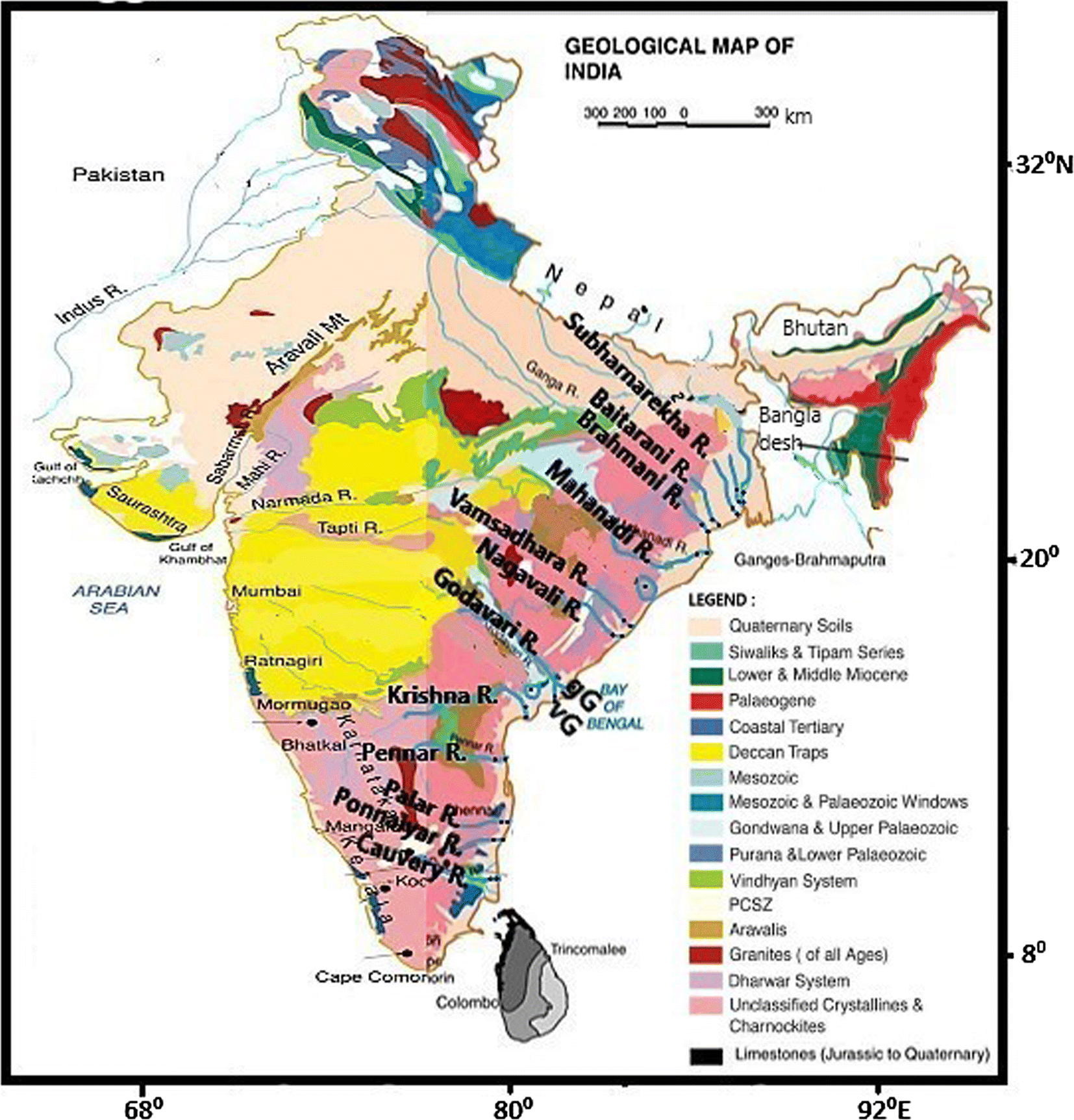Geological Map Of India Figure 1 | Composition Of The Peninsular India Rivers Average Clay (Pirac):  A Reference Sediment Composition For The Upper Crust From Peninsular India  | Springerlink
