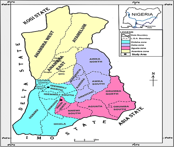 Map Of Nnewi North Figure 2 | Analysis Of Heavy Metals' Contamination In Soils And Water At  Automobile Junk Markets In Obosi And Nnewi, Anambra State, Southeastern  Nigeria | Springerlink
