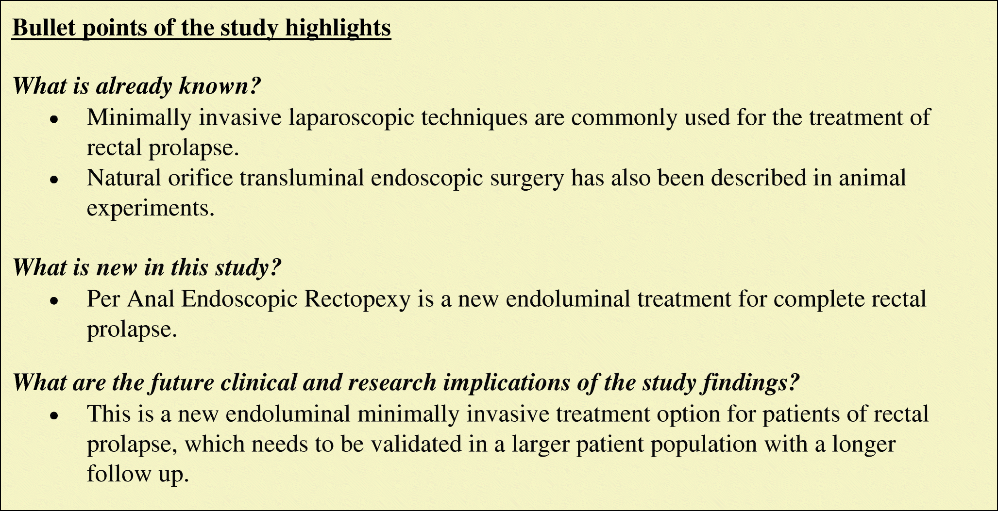 Per Anal Endoscopic Rectopexy For Treatment Of Complete Rectal