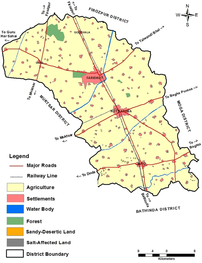 Map Of Faridkot District Figure 2 | Development Of Village Information System For Faridkot District  Using Remote Sensing And Geographic Information System | Springerlink