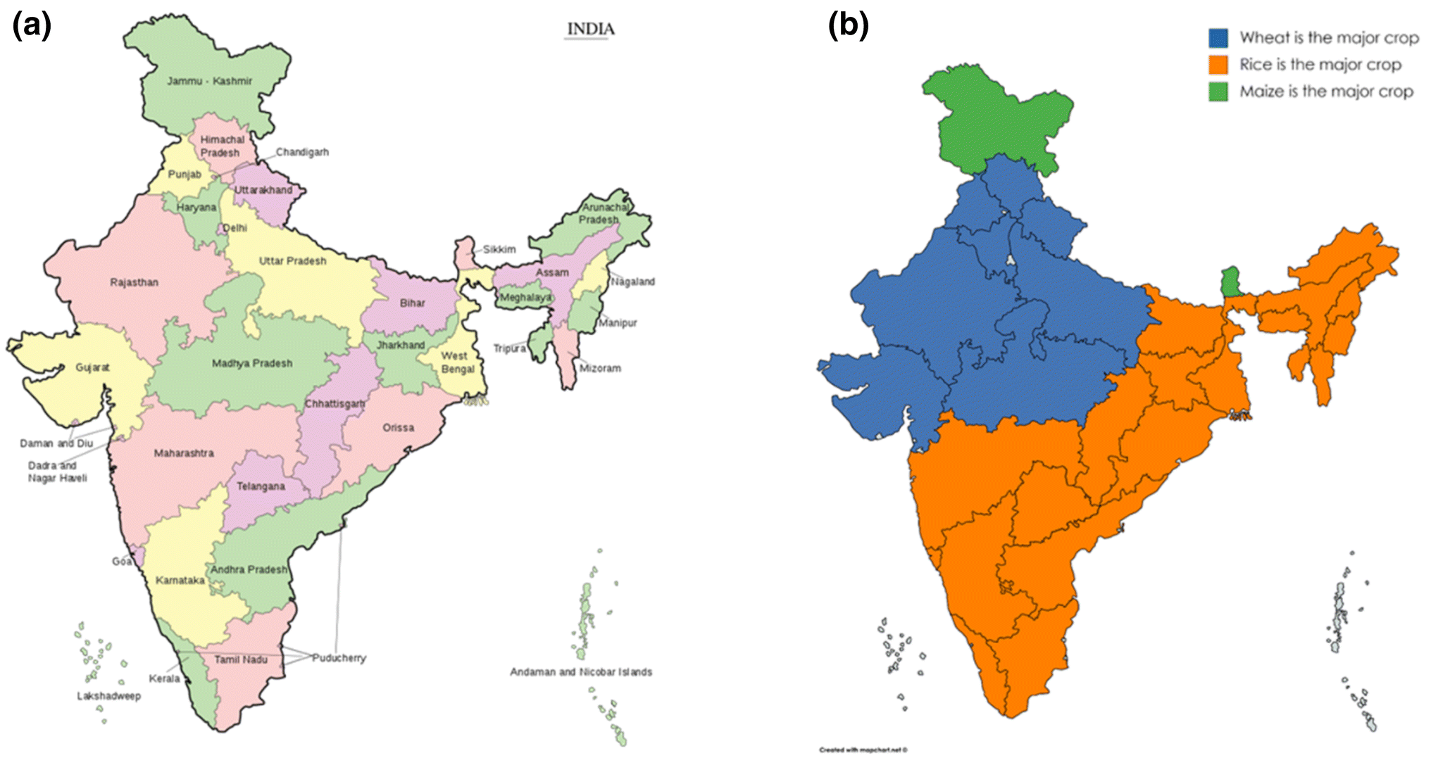Major Wheat Producing States In India Map Figure 1 | Spatial And Temporal Trends In The Yields Of Three Major Crops:  Wheat, Rice And Maize In India | Springerlink