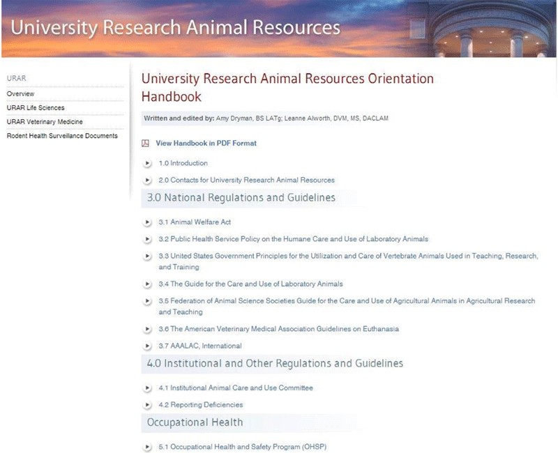 Developing an online orientation resource for users of institutional animal  housing facilities | Lab Animal