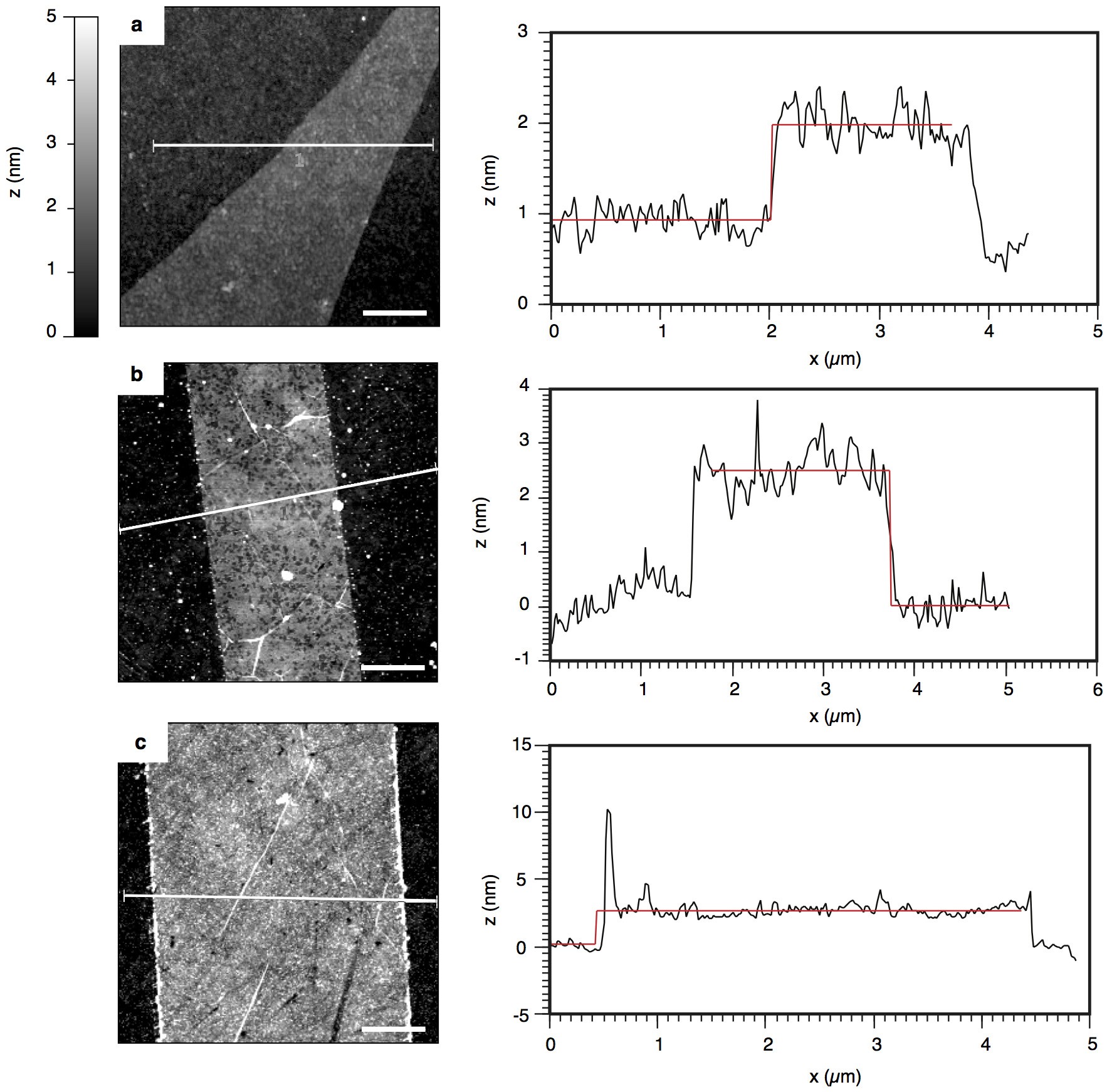Extended Data Figure 2: Atomic force microscopy of graphene.