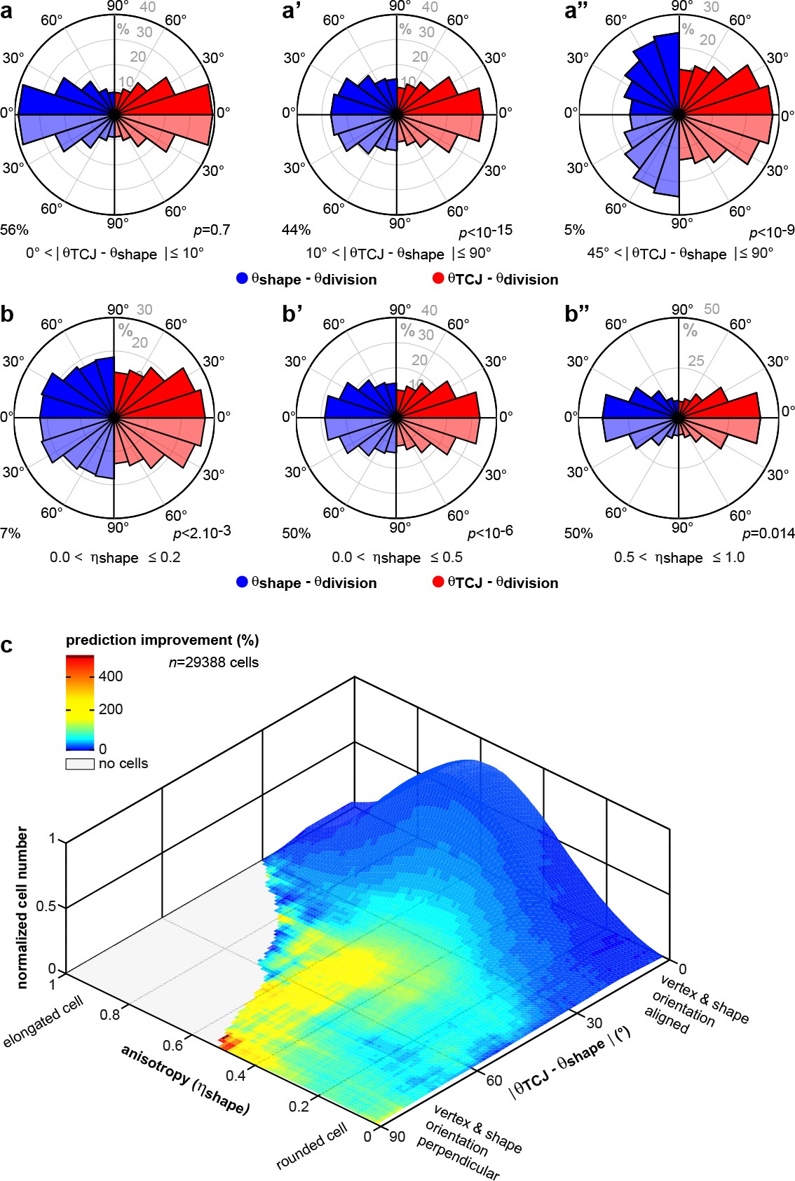 Extended Data Figure 9: Predicting cell division based on TCJ distribution.