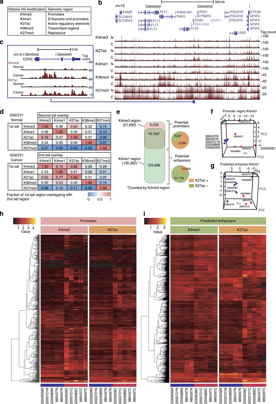Figure 1: Nano-ChIP-seq chromatin profiles of primary gastric adenocarcinomas.
