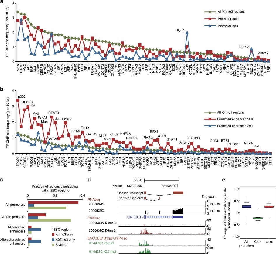 Figure 3: Binding site analysis of cancer-associated regulatory elements.
